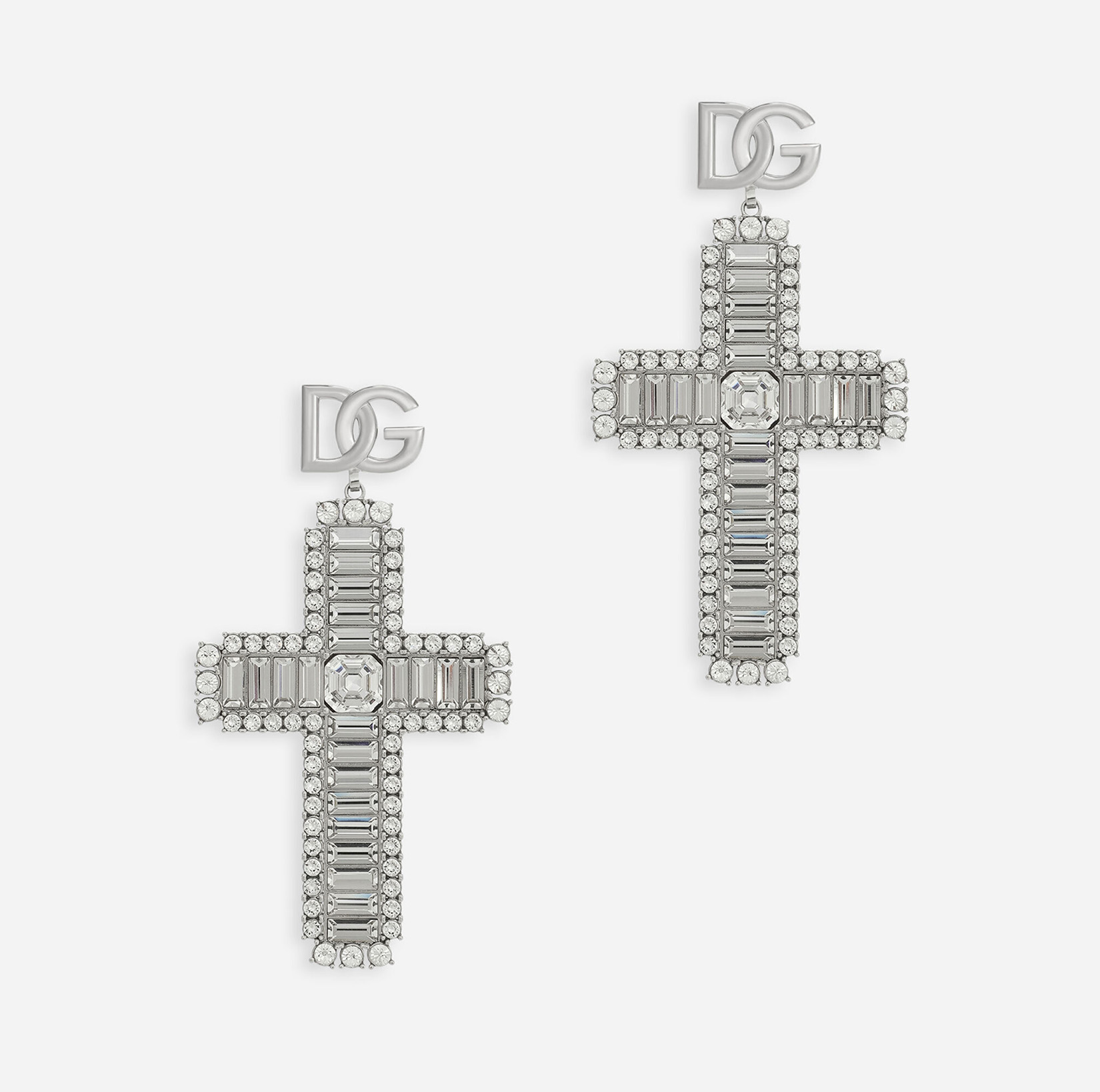 KIM DOLCE&GABBANA CROSS EARRINGS WITH RHINESTONE ACCENTS