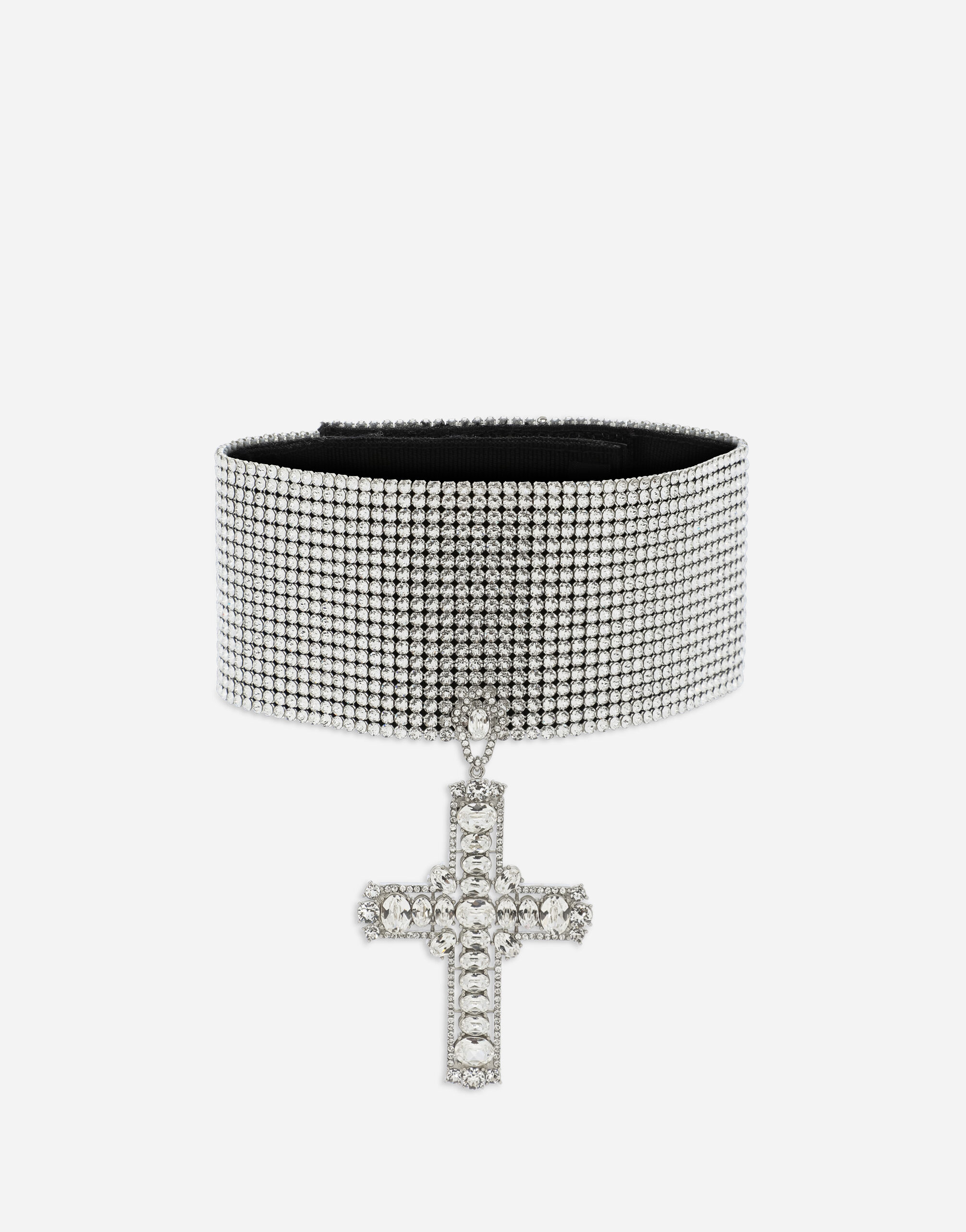 CRYSTAL MESH CHOKER WITH CROSS
