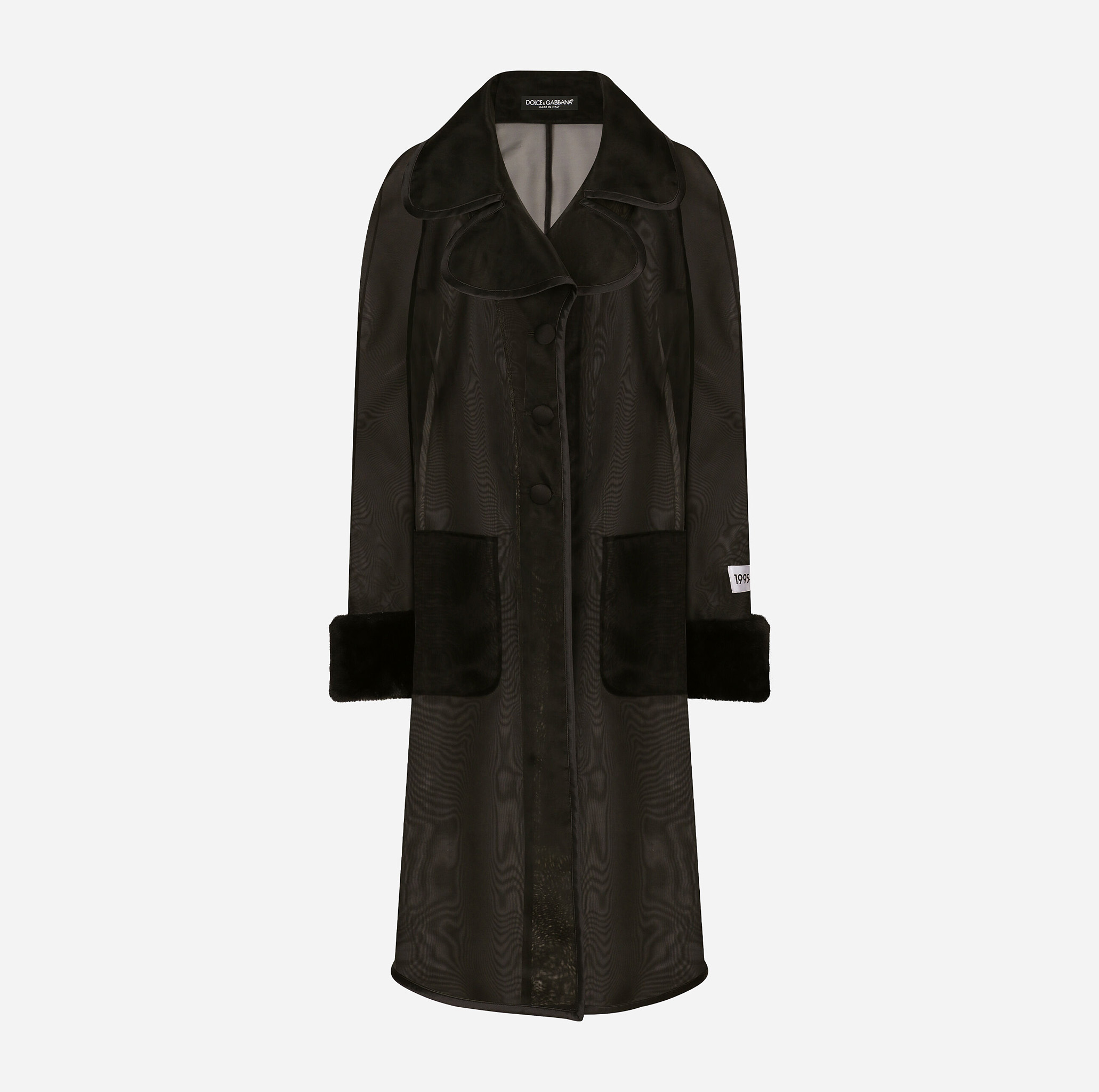 KIM DOLCE&GABBANA ORGANZA TRENCH COAT WITH THE RE-EDITION LABEL
