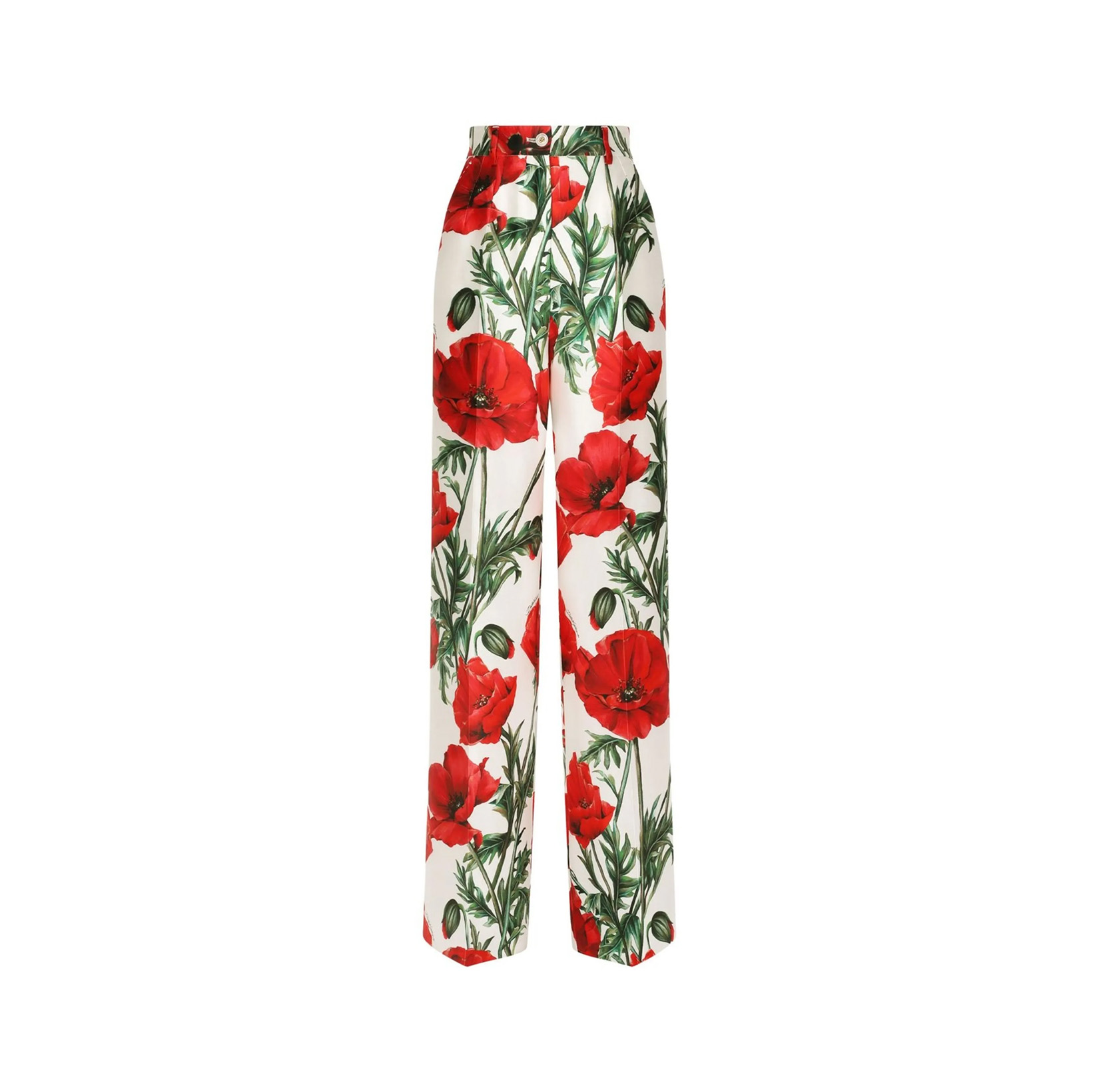 FLORAL POPPY-PRINT WIDE TROUSERS