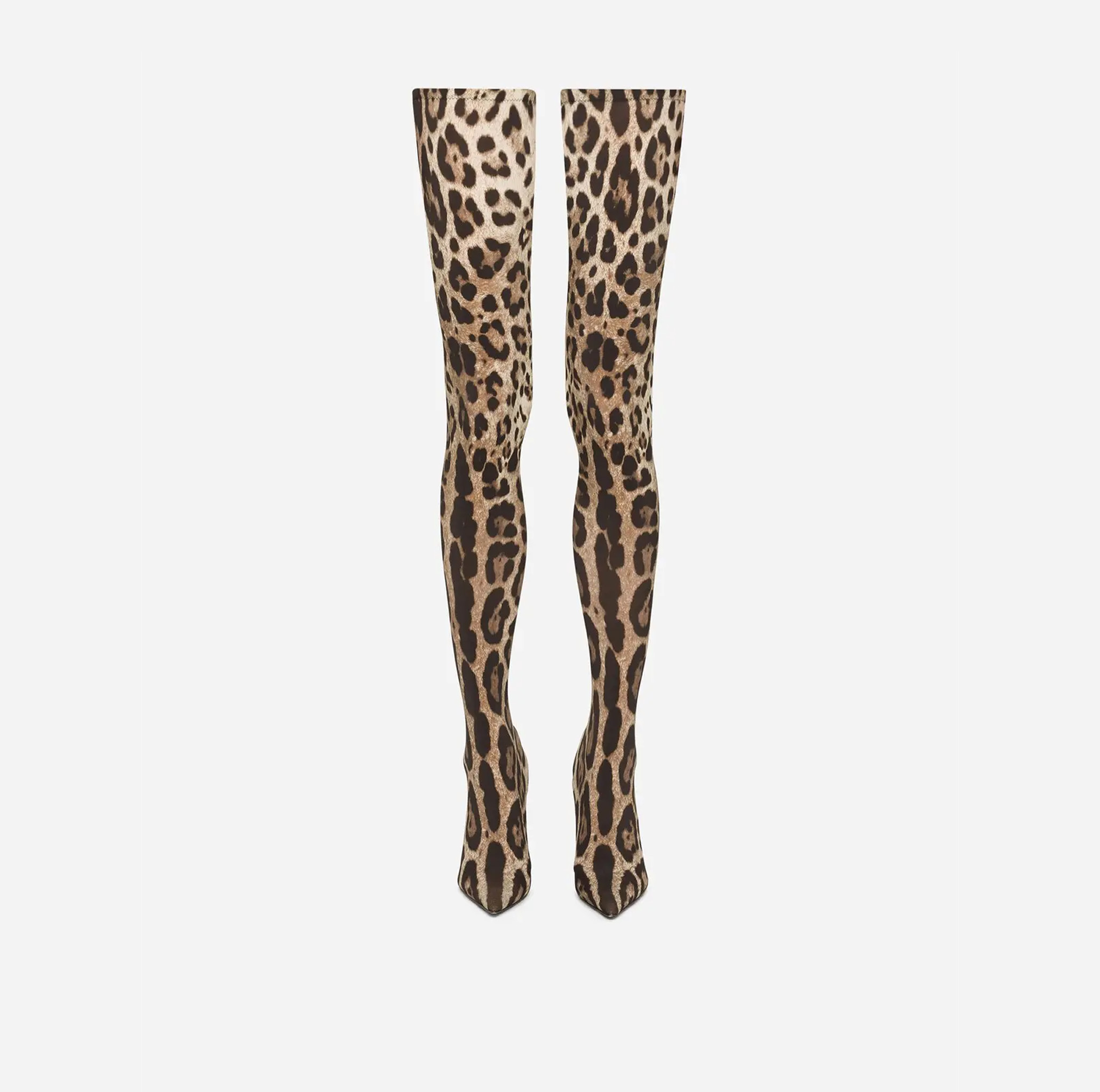 KIM DOLCE&GABBANA LEOPARD-PRINT THIGH-HIGH BOOTS