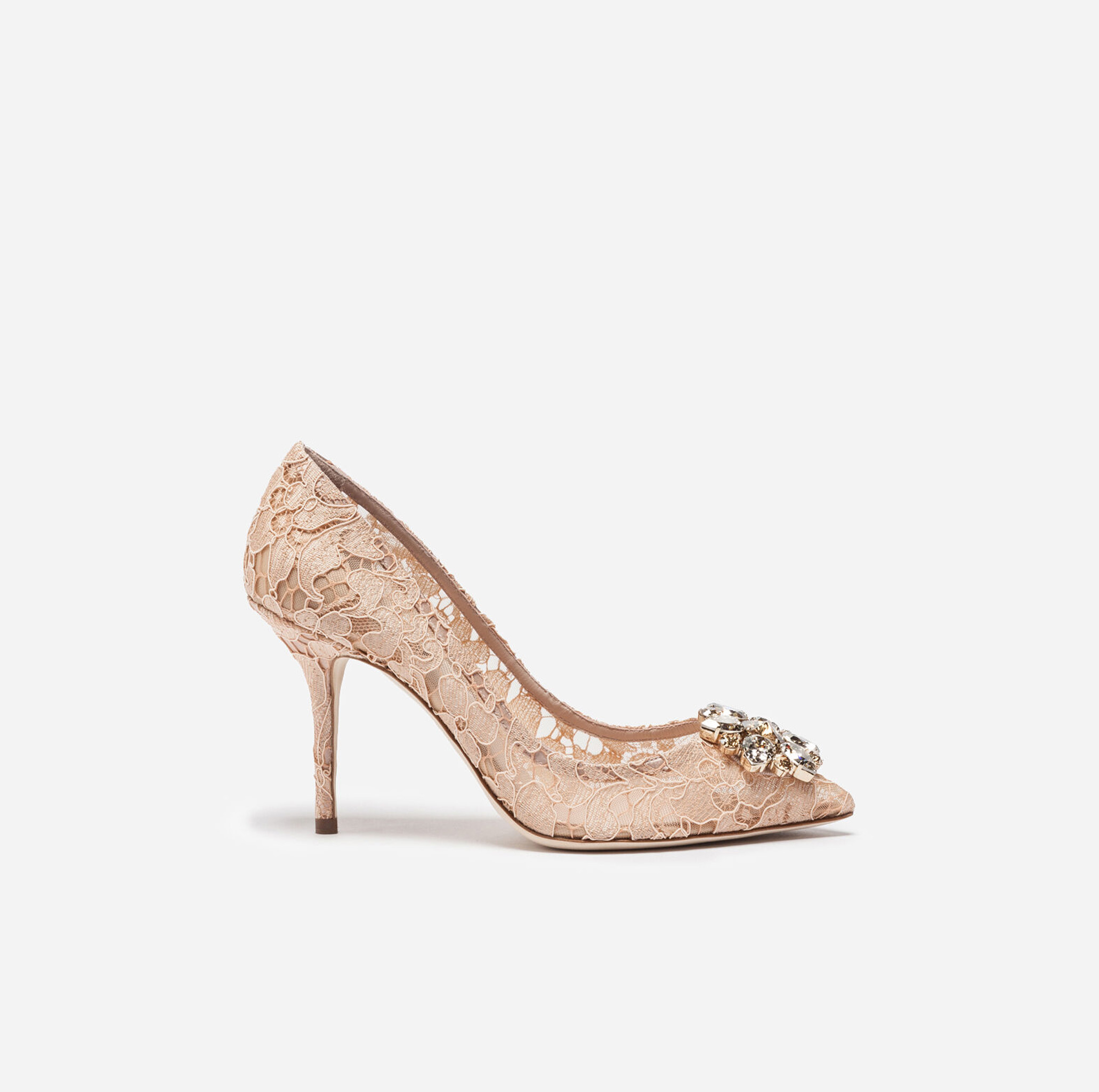 LACE RAINBOW PUMPS WITH BROOCH DETAILING