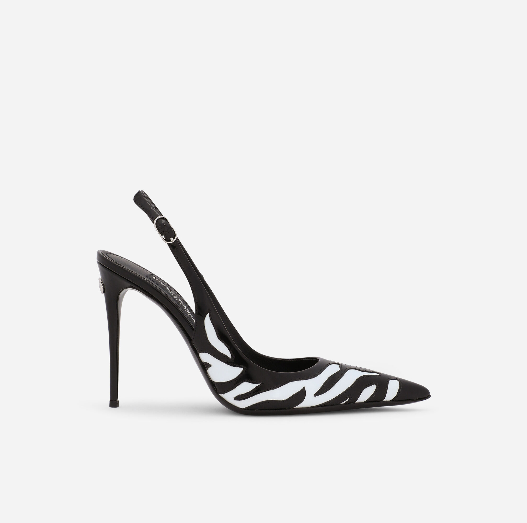ZEBRA-PRINT POLISHED CALFSKIN SLINGBACKS