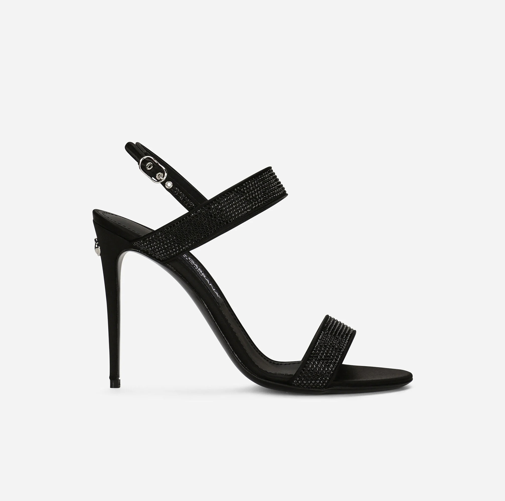 SATIN SANDALS WITH FUSIBLE RHINESTONES