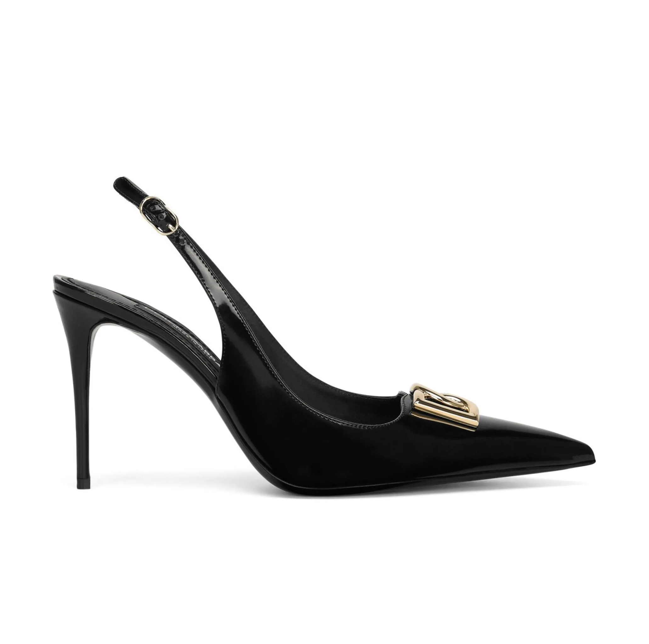 LOGO-PLAQUE HEELED SLINGBACK PUMPS