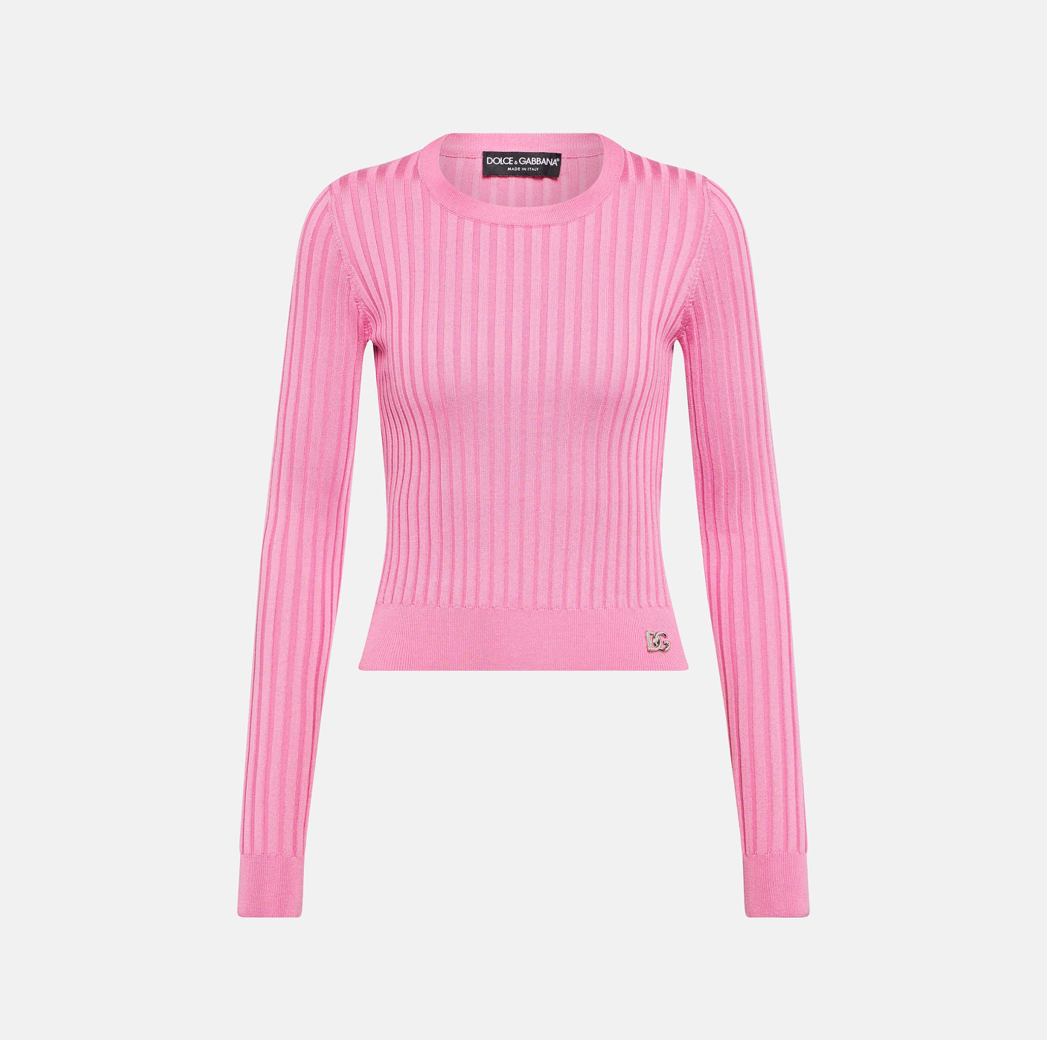 DG RIBBED-KNIT SILK CROPPED SWEATER