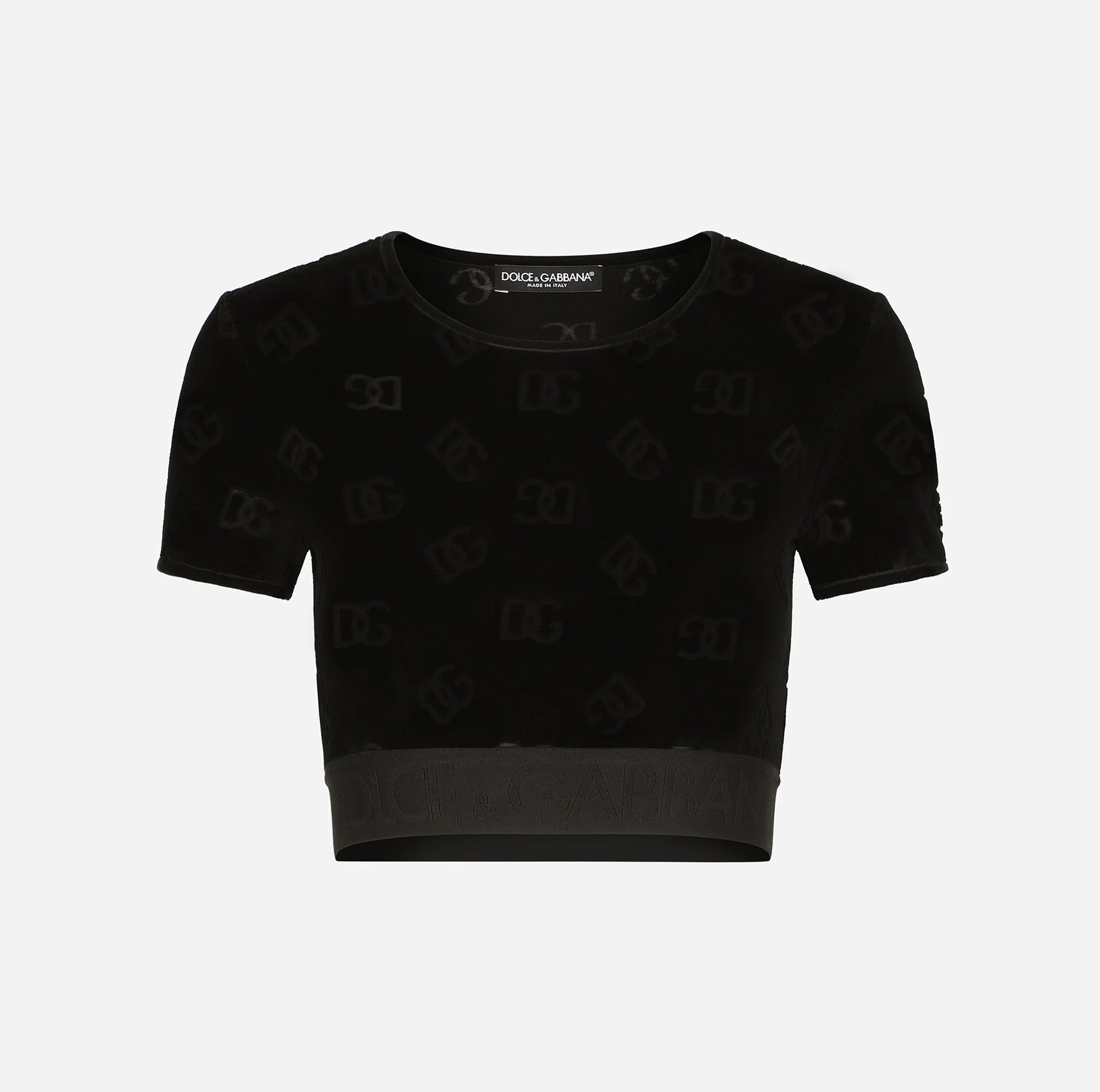 FLOCKED JERSEY T-SHIRT WITH ALL-OVER DG LOGO