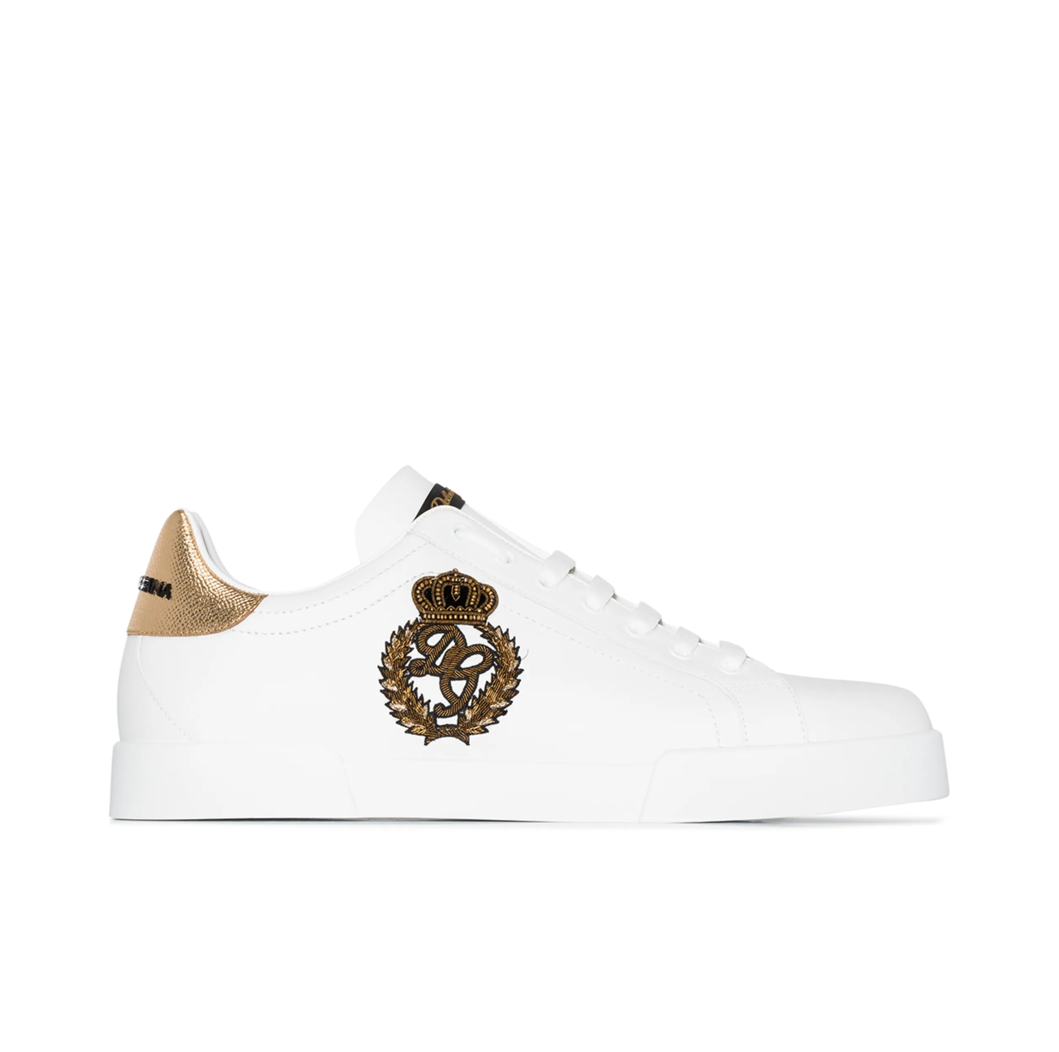 PORTOFINO CROWN-PATCH LEATHER SNEAKERS