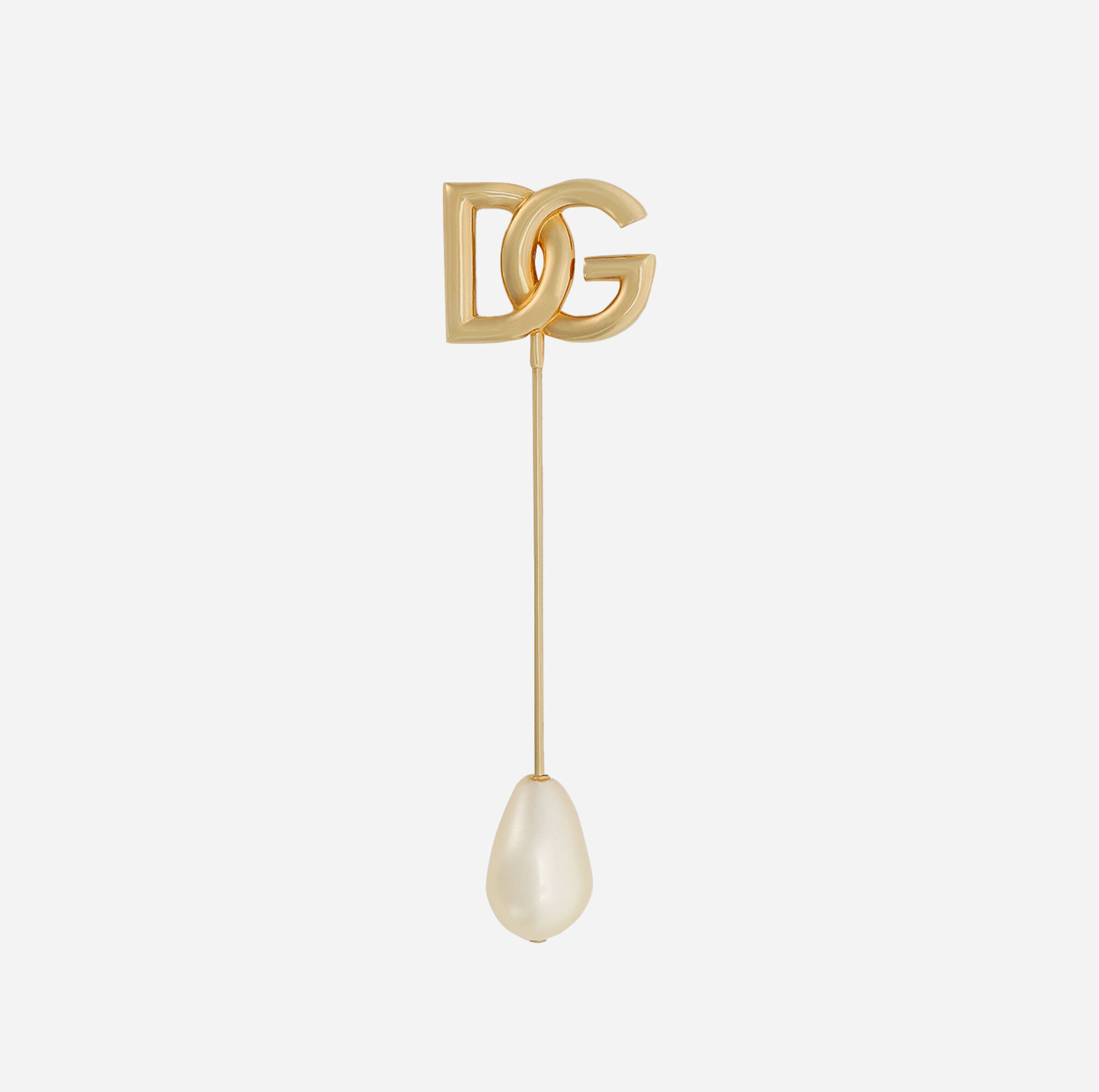 BROOCH WITH PEARL AND DG LOGO