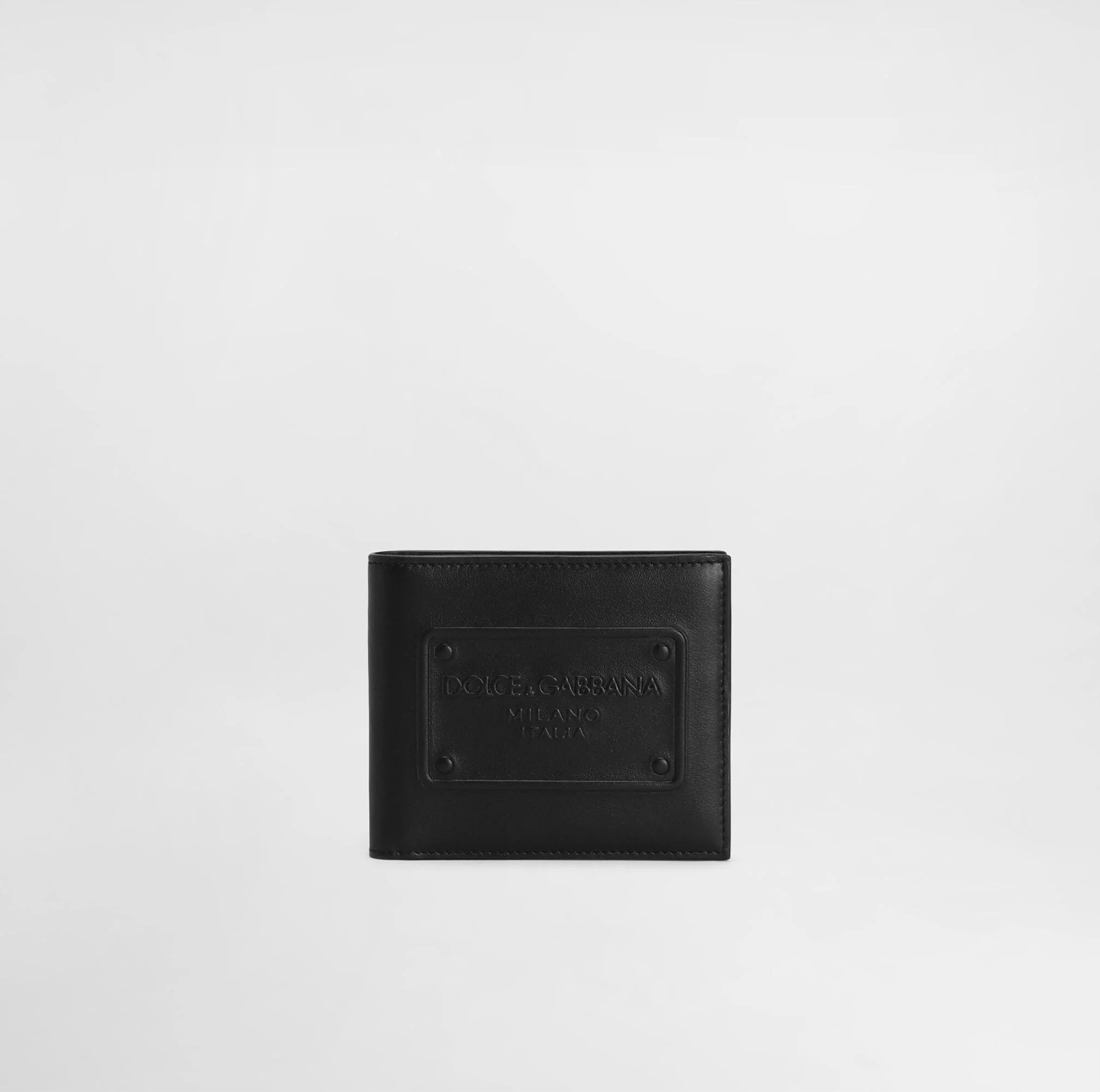 CALFSKIN BIFOLD WALLET WITH RAISED LOGO