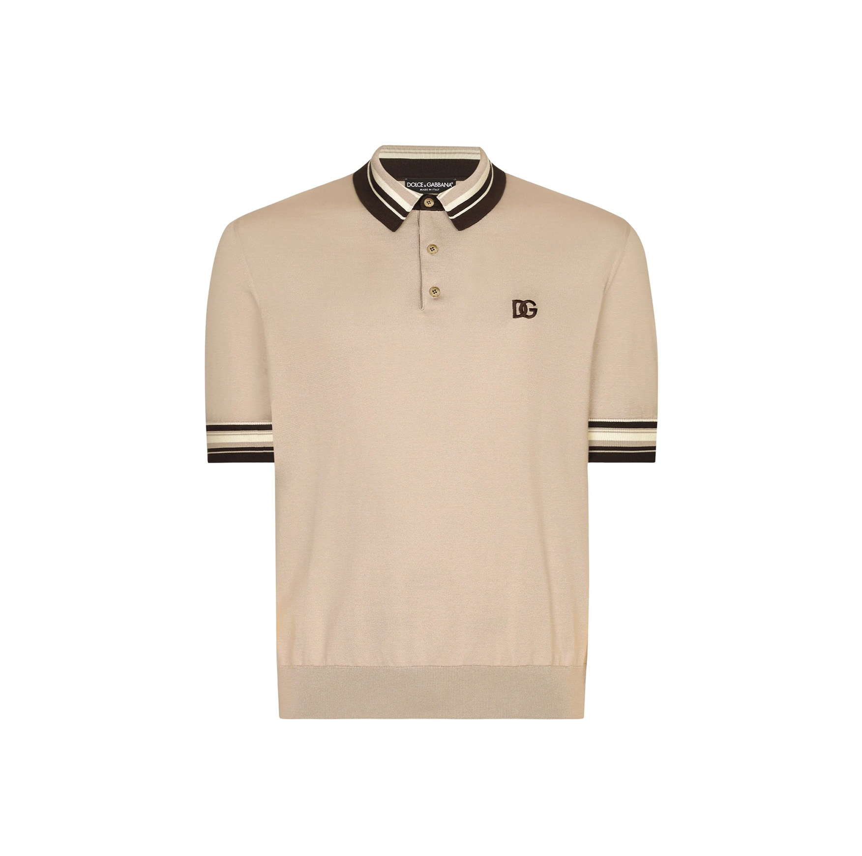 LOGO-EMBROIDERY SILK POLO SHIRT