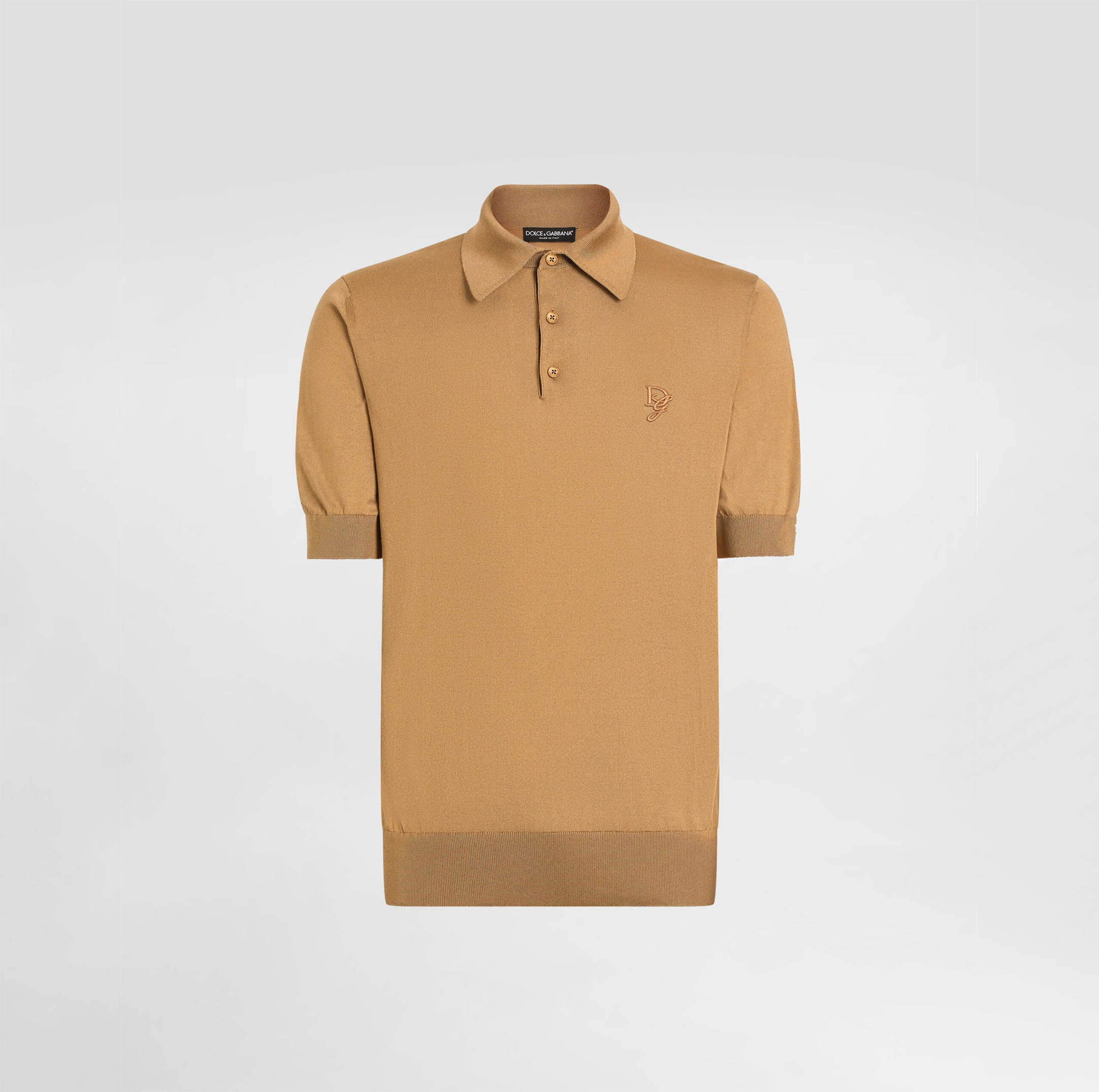 SILK POLO-SHIRT WITH LOGO EMBROIDERY
