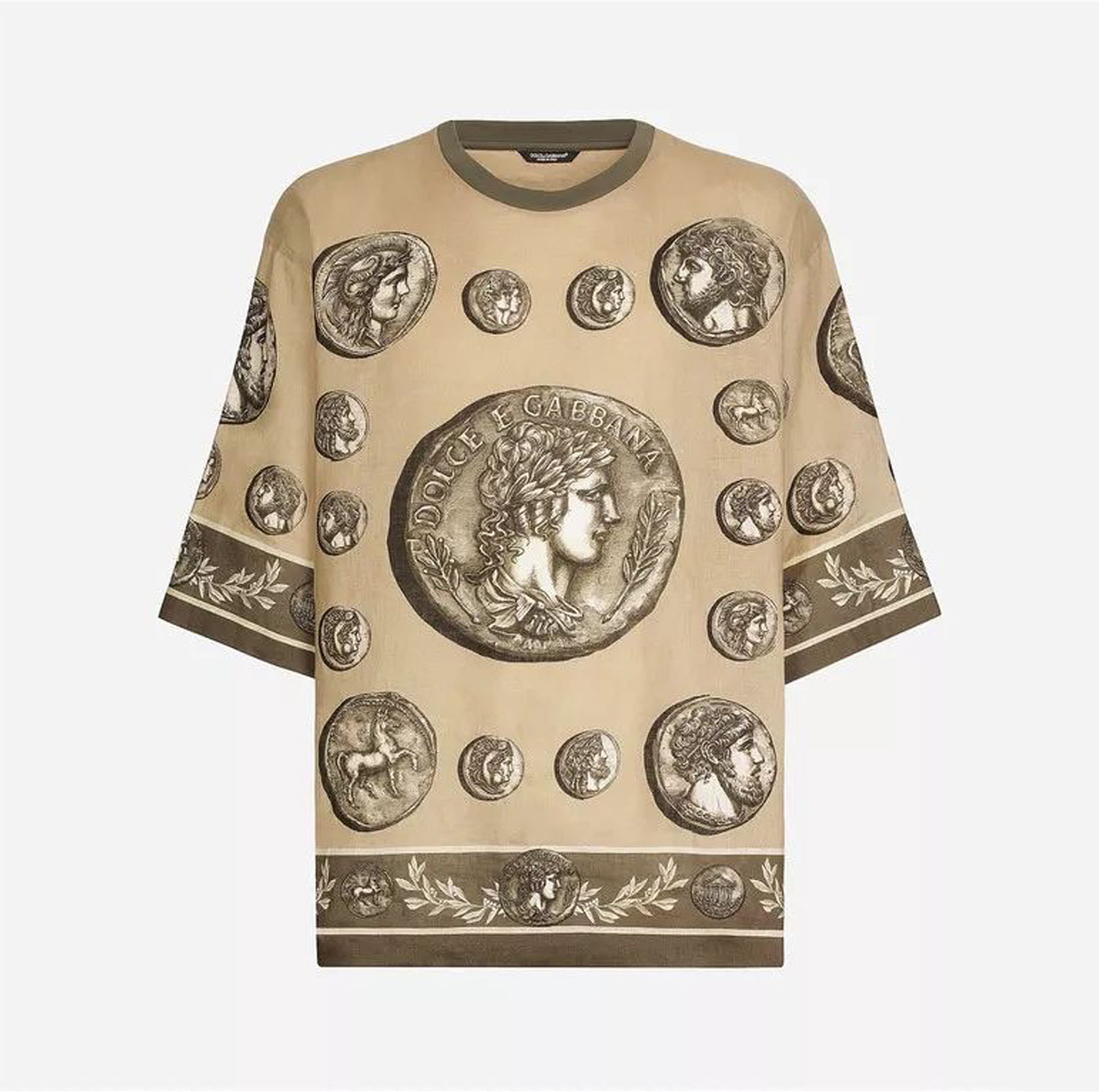 COIN-PRINT T-SHIRT IN BEIGE