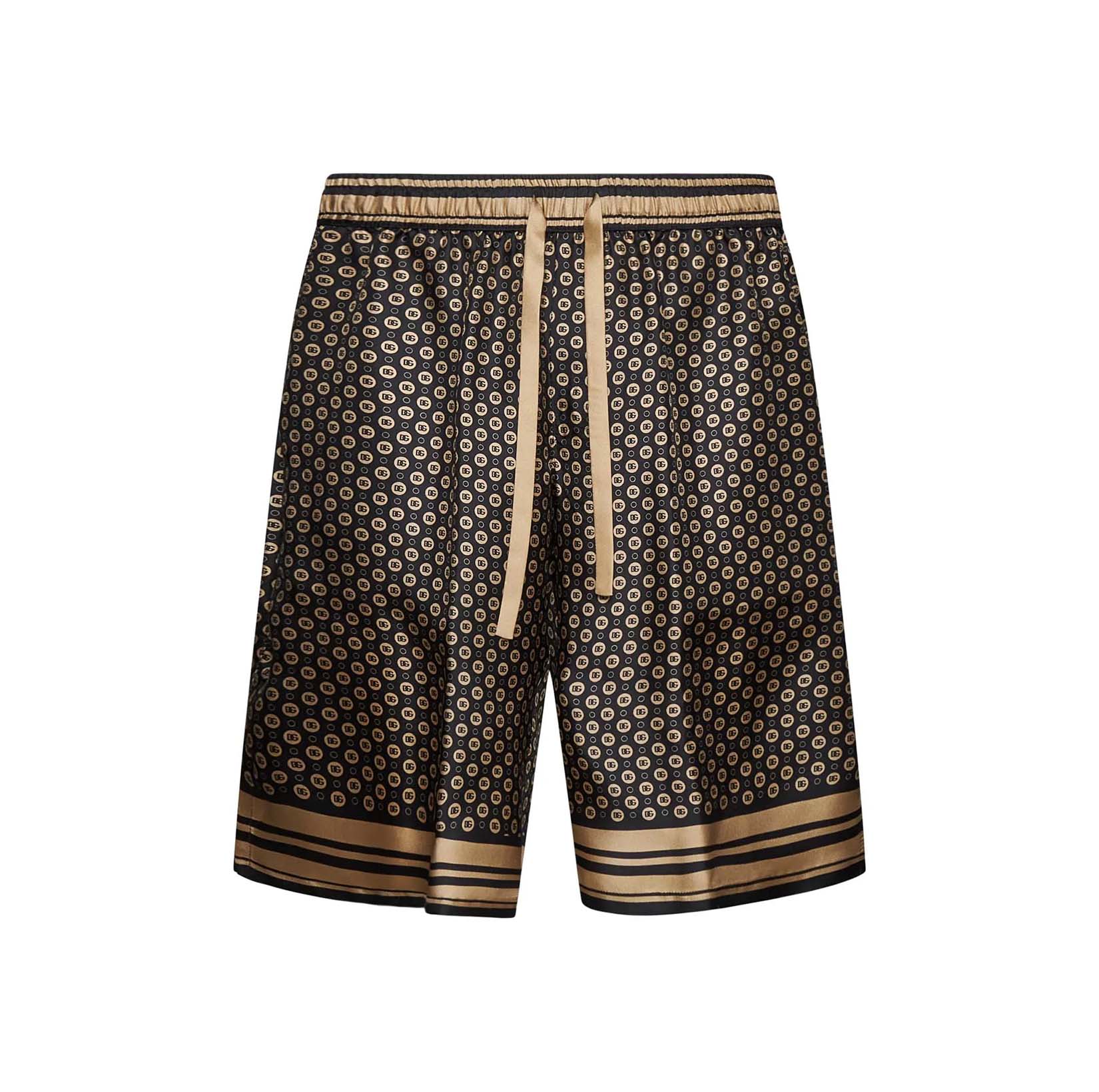 SILK TWILL JOGGING SHORTS WITH DG LOGO PRINT