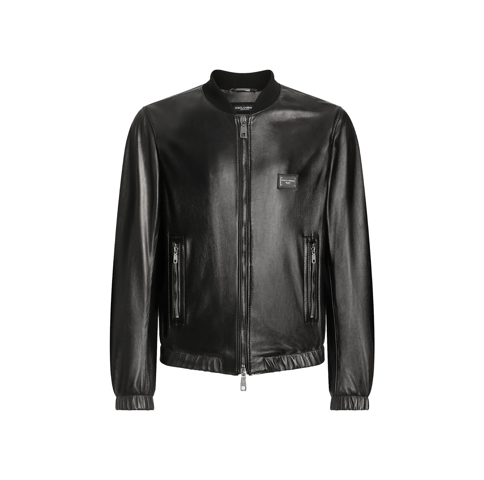 LEATHER JACKET WITH BRANDED TAG