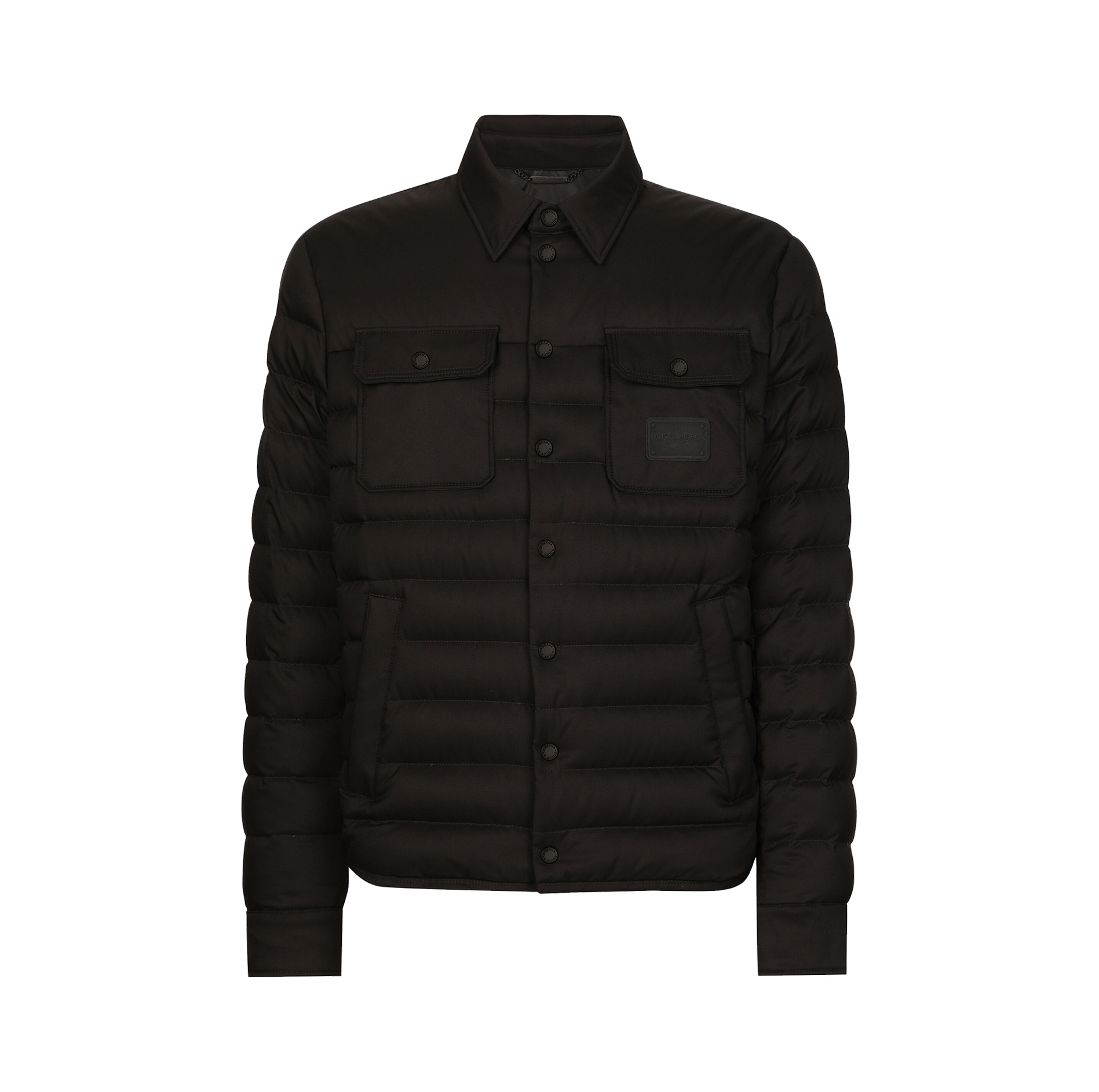PADDED SATIN JACKET WITH SHIRT COLLAR