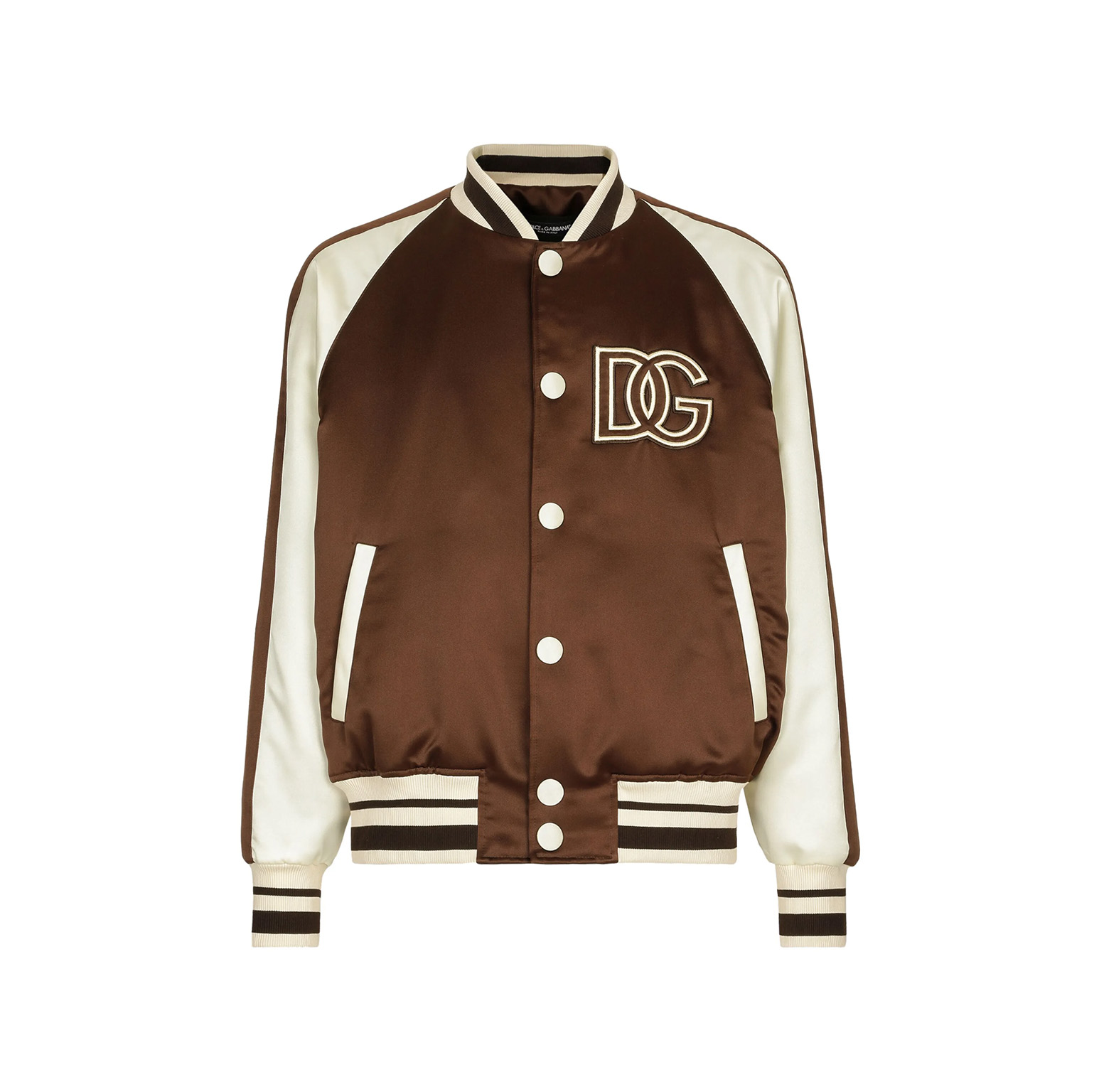 LOGO-PATCH COLOUR-BLOCK BOMBER JACKET