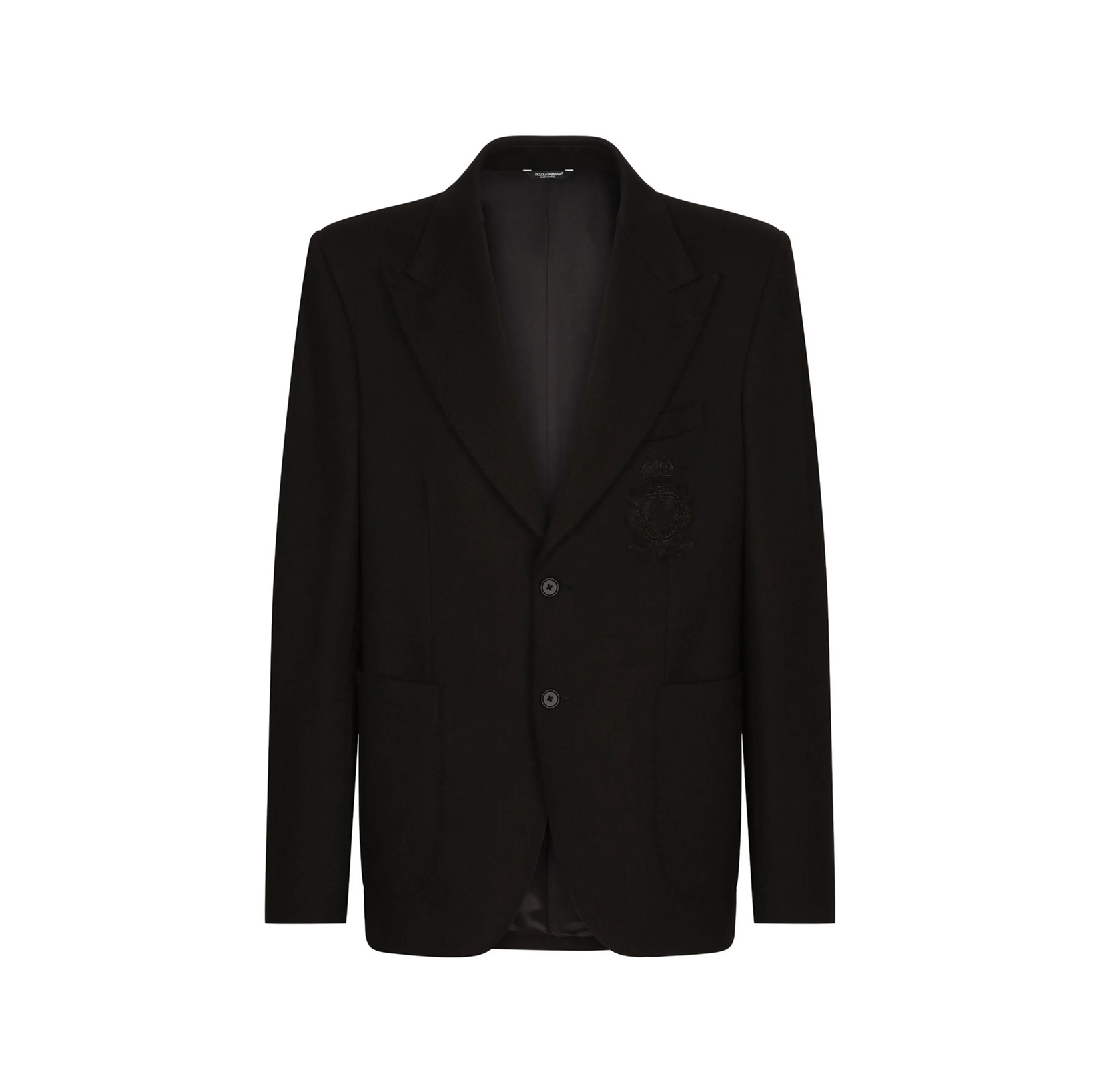HERALDIC-PATCH SINGLE-BREASTED BLAZER