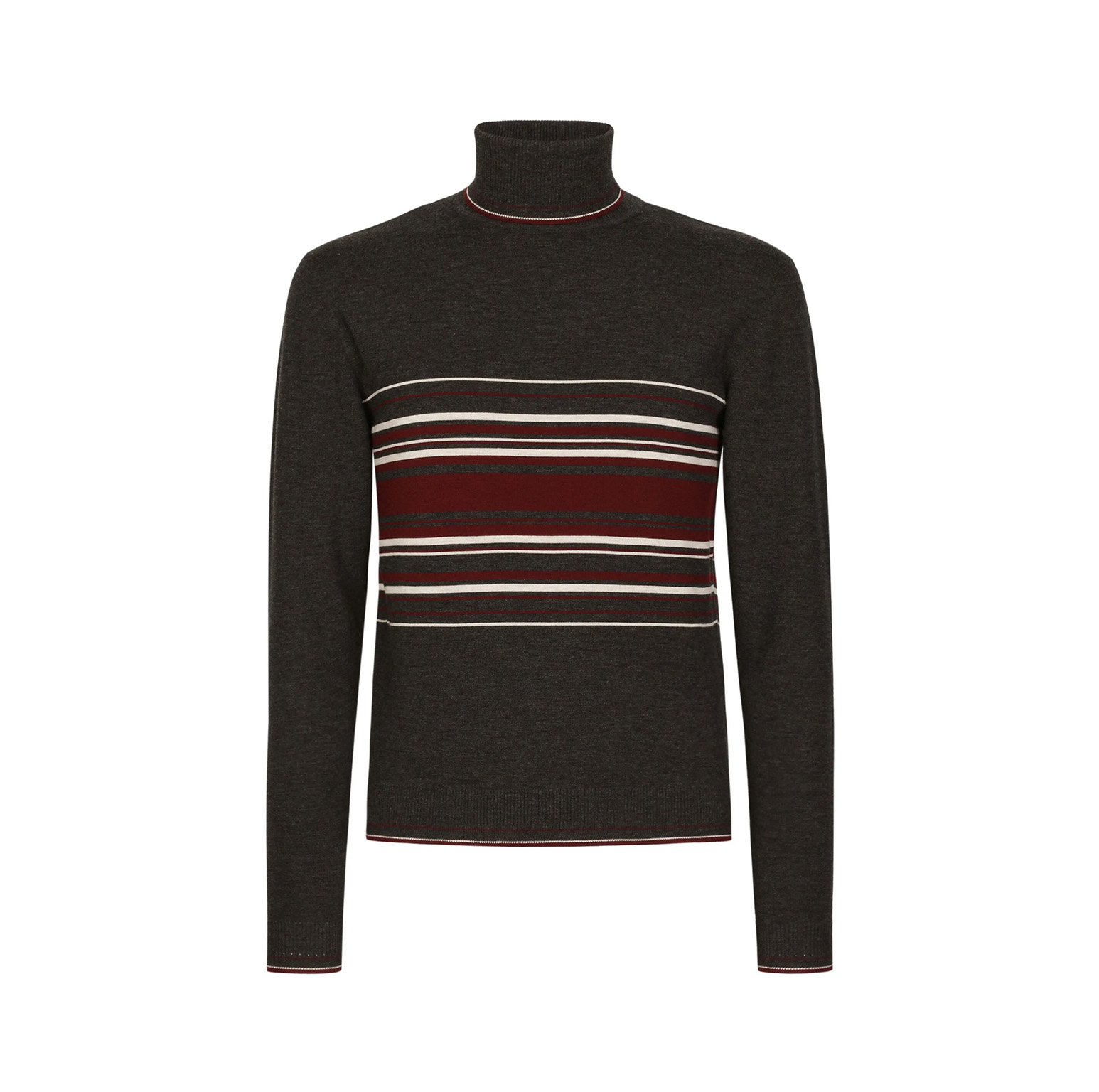 STRIPED ROLL-NECK WOOL JUMPER