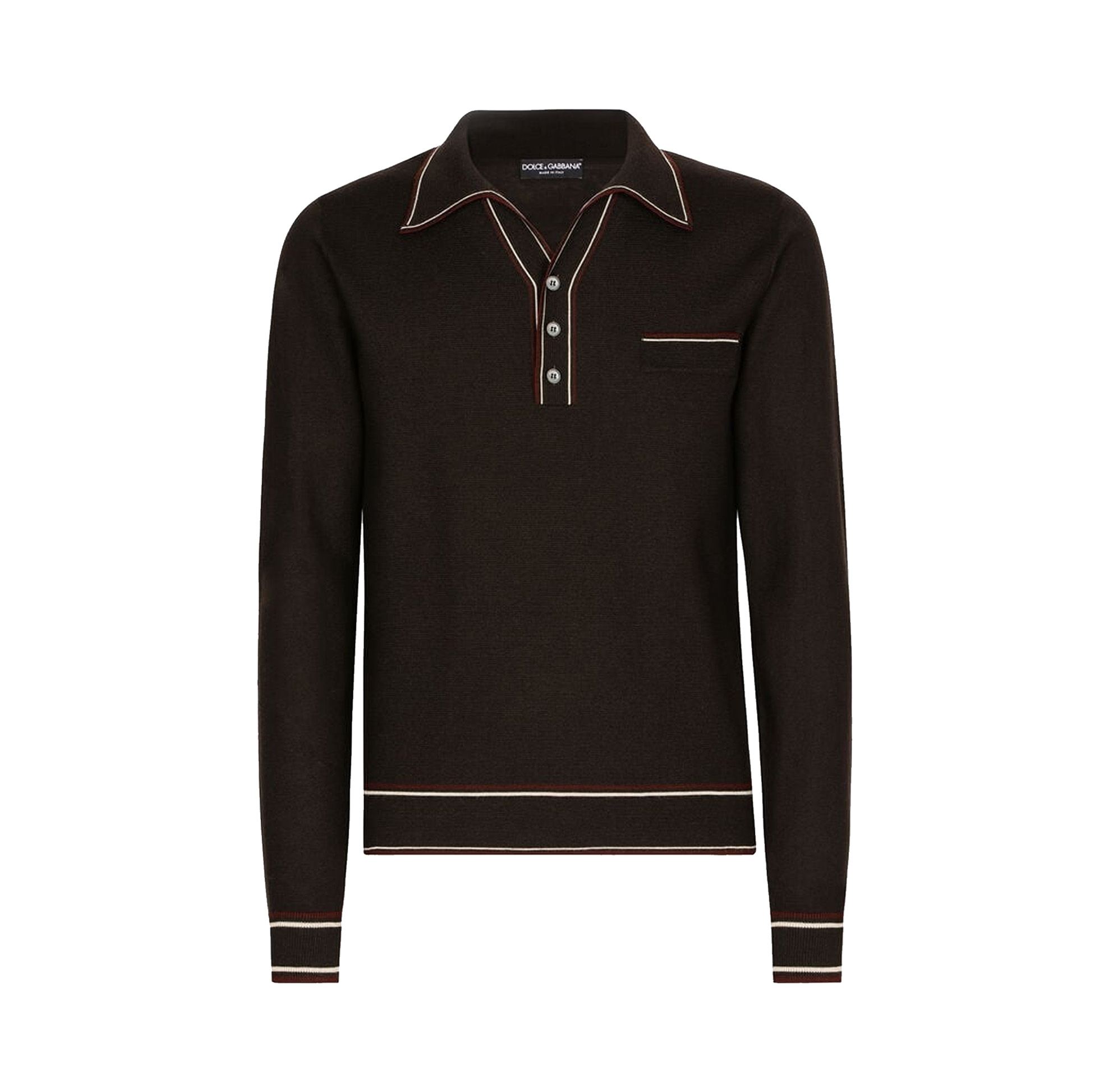 WOOL POLO-SHIRT WITH CONTRASTING STRIPES