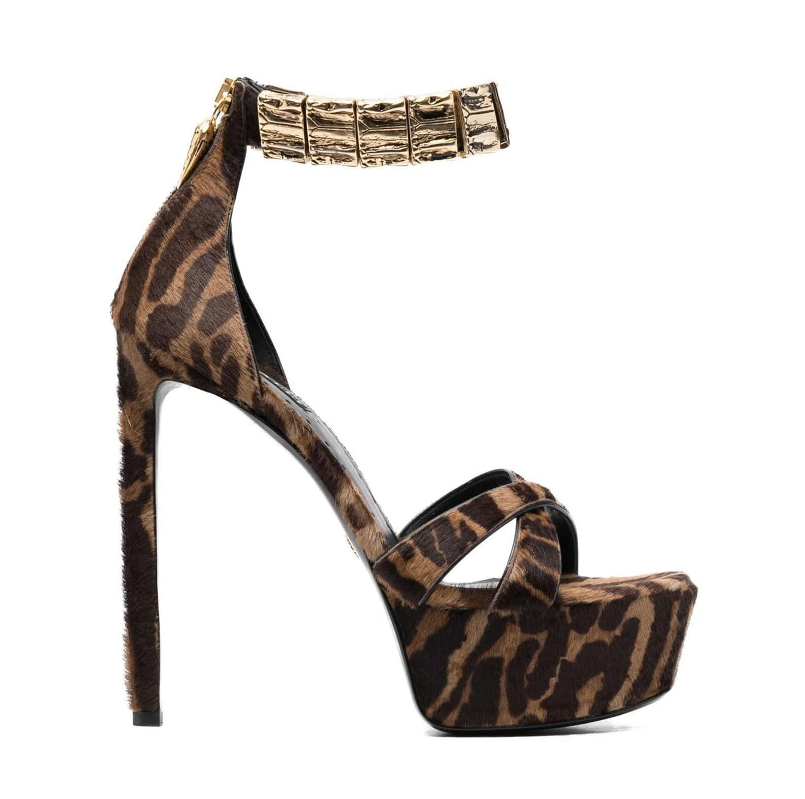 TIGER-PRINT PLATFORM SANDALS