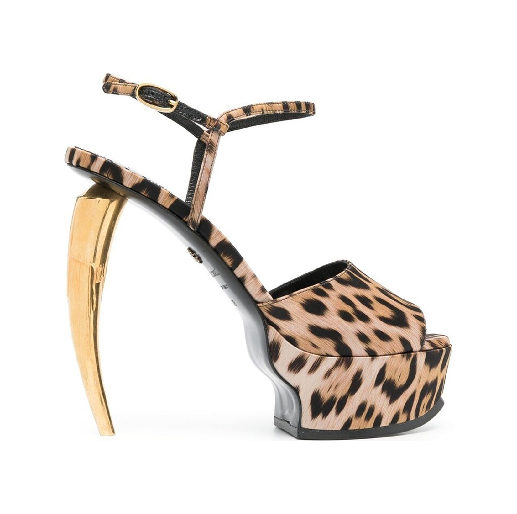 LEOPARD-PRINT PLATFORM TIGER TOOTH SANDALS
