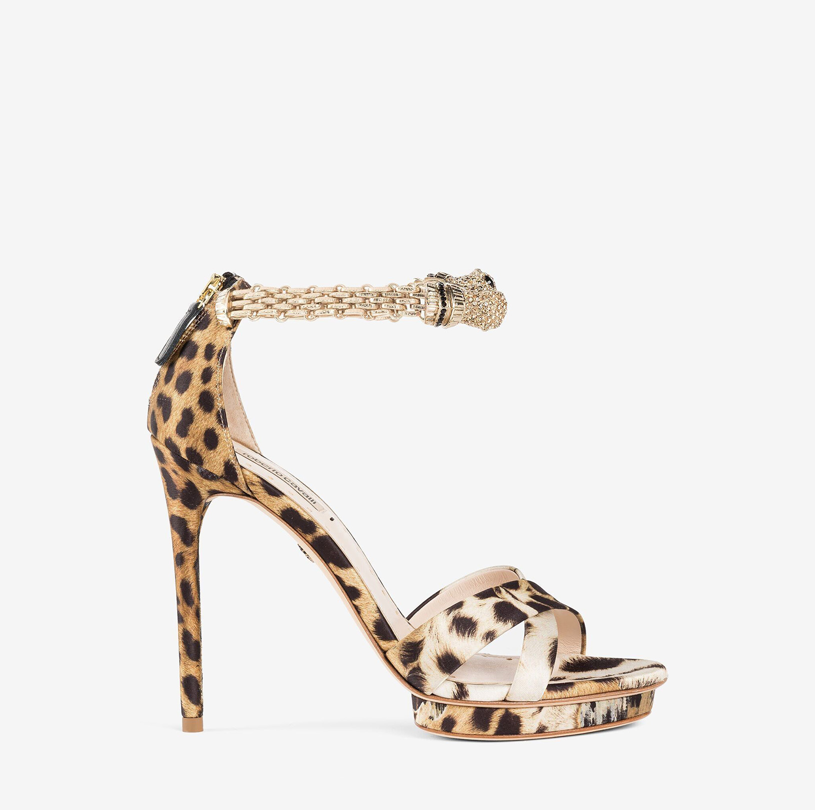 OCELOT-PRINT PANTHER-HEAD 120MM SANDALS