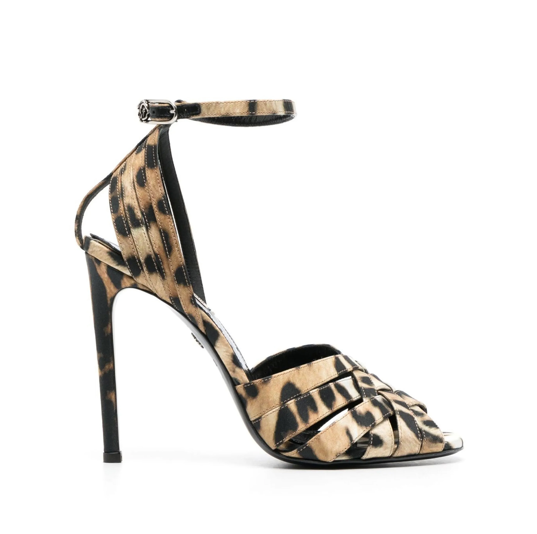 LEOPARD-PRINT LEATHER SANDALS