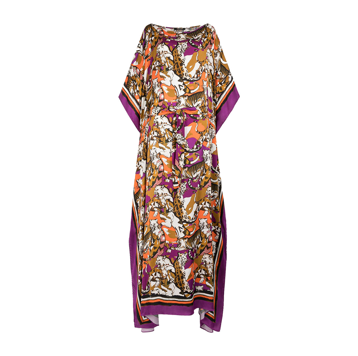 WILD CAT-PRINT KAFTAN DRESS