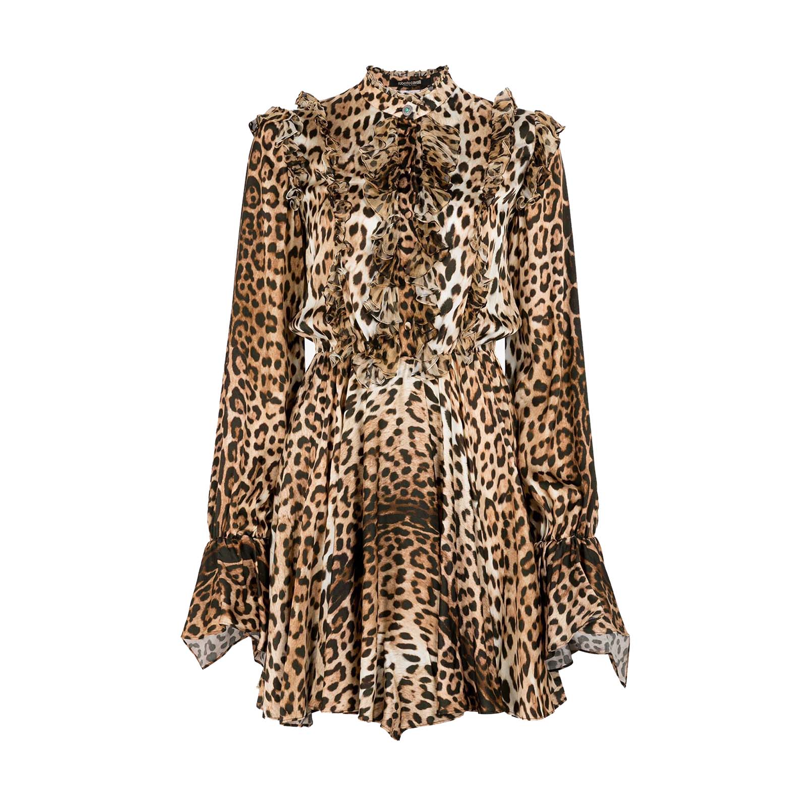 RUFFLED-DETAIL LEOPARD-PRINT DRESS