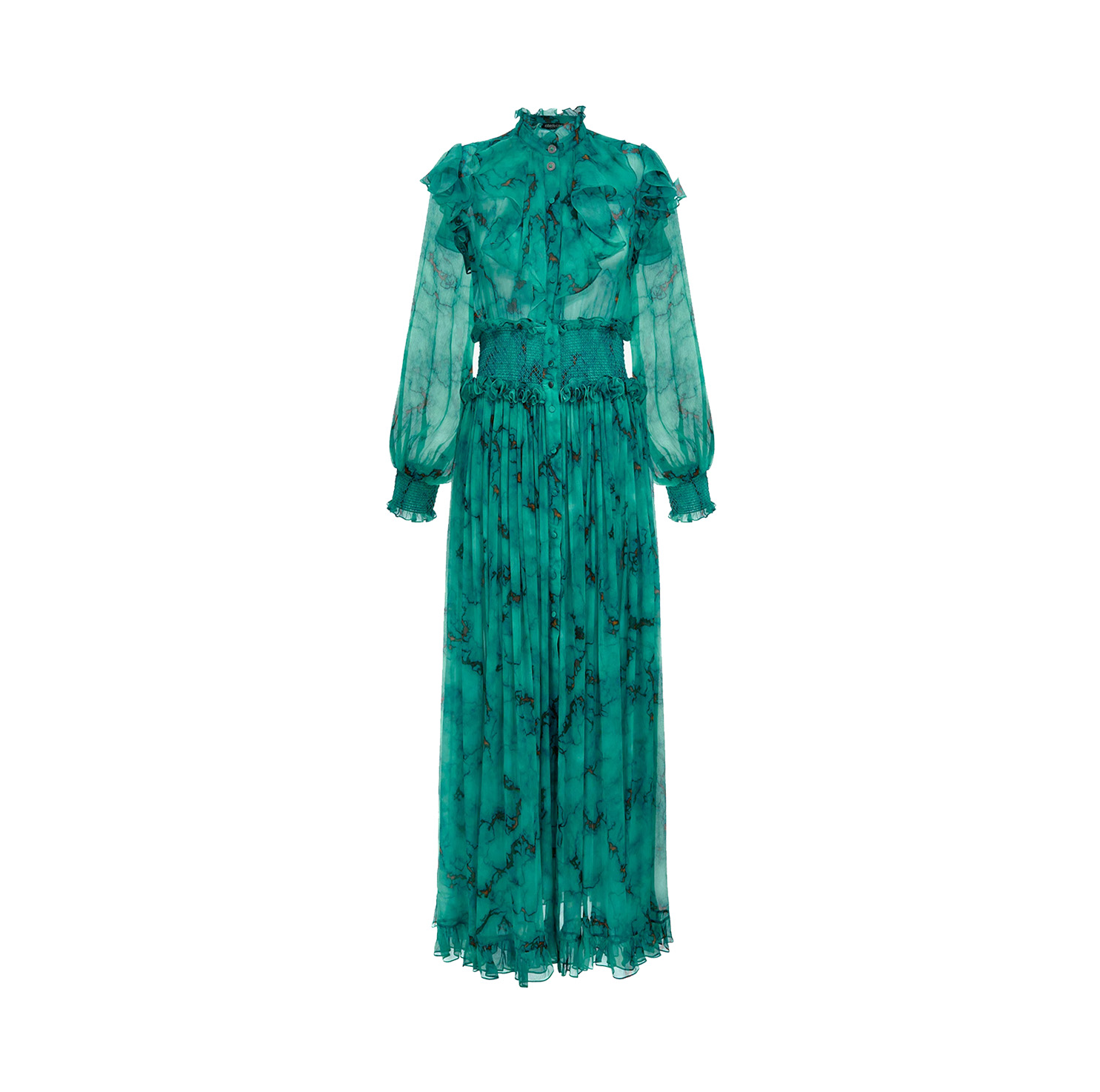 LONG SILK DRESS WITH MARBLE PRINT