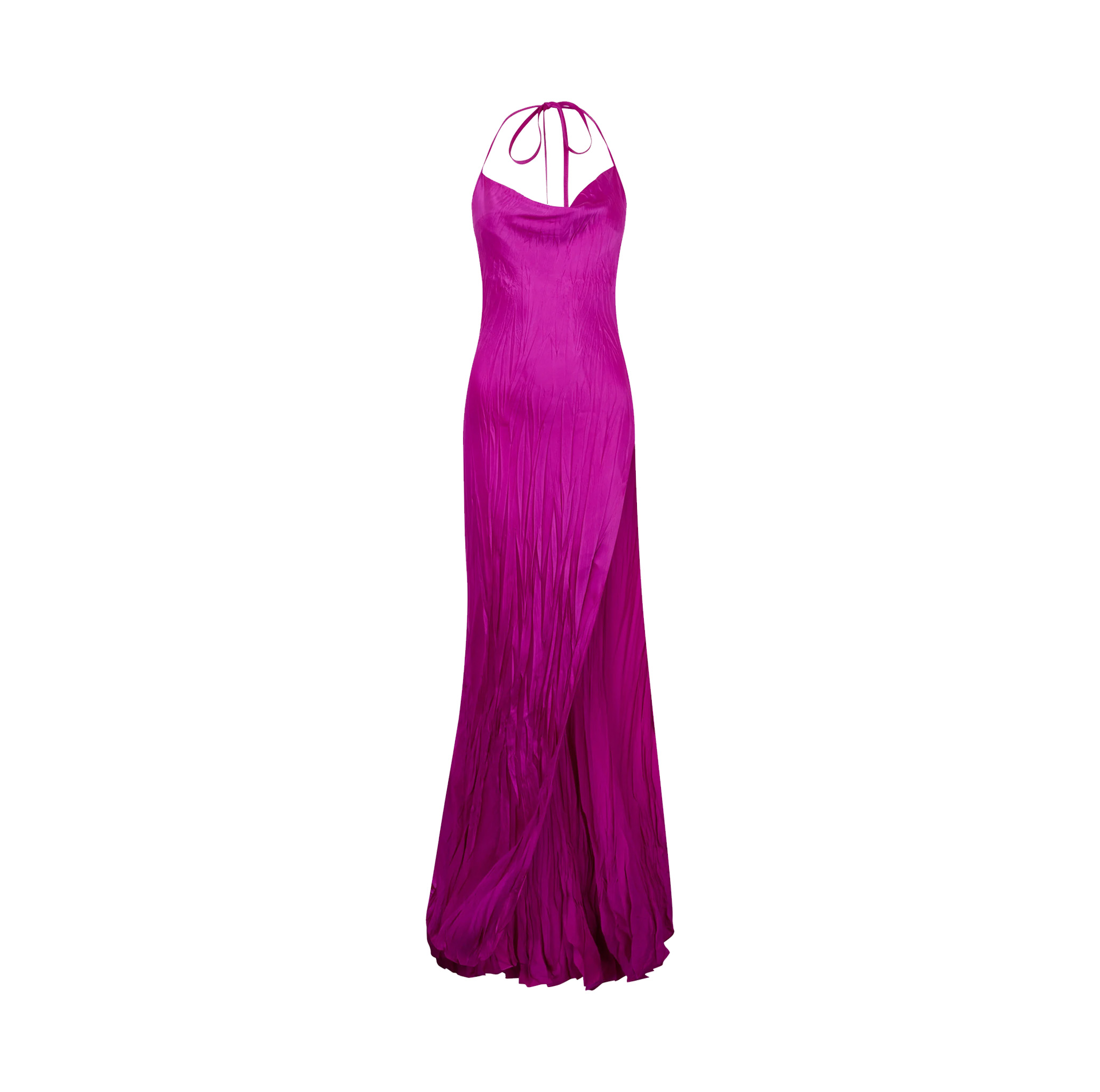 CRINKLED SILK LONG DRESS