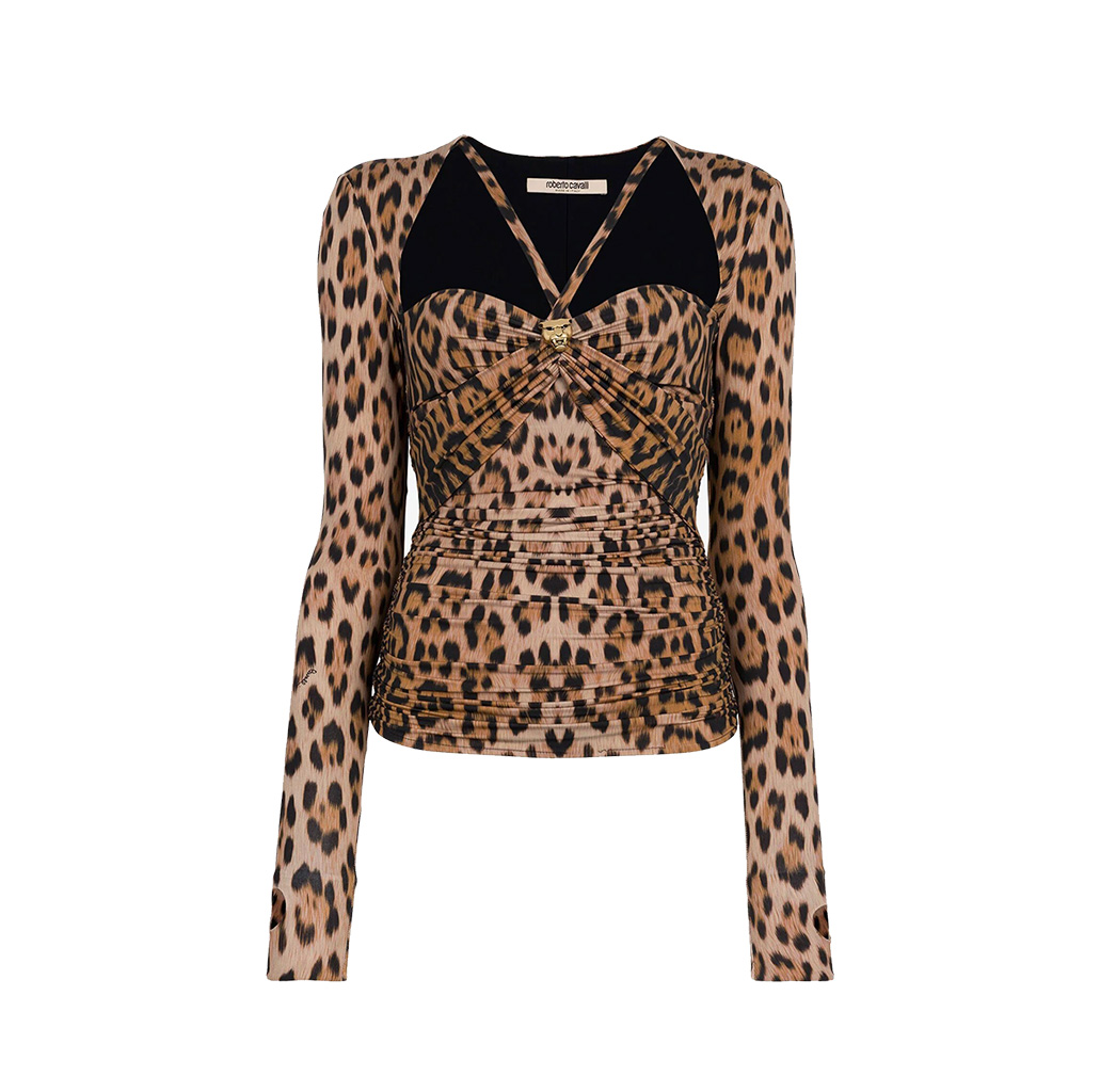 JAGUAR PRINT LONG-SLEEVE TOP