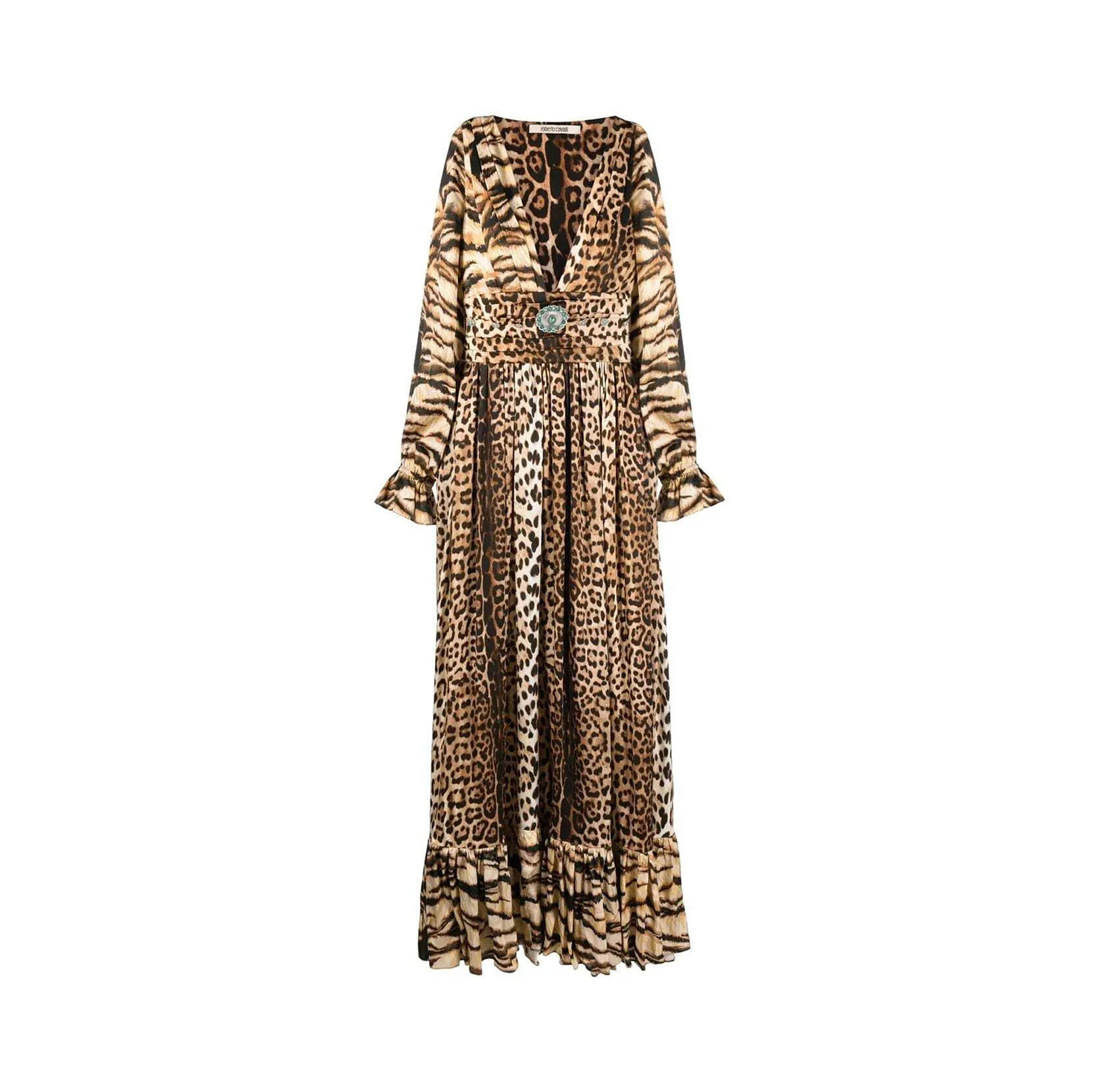 LEOPARD-PRINT V-NECK GOWN