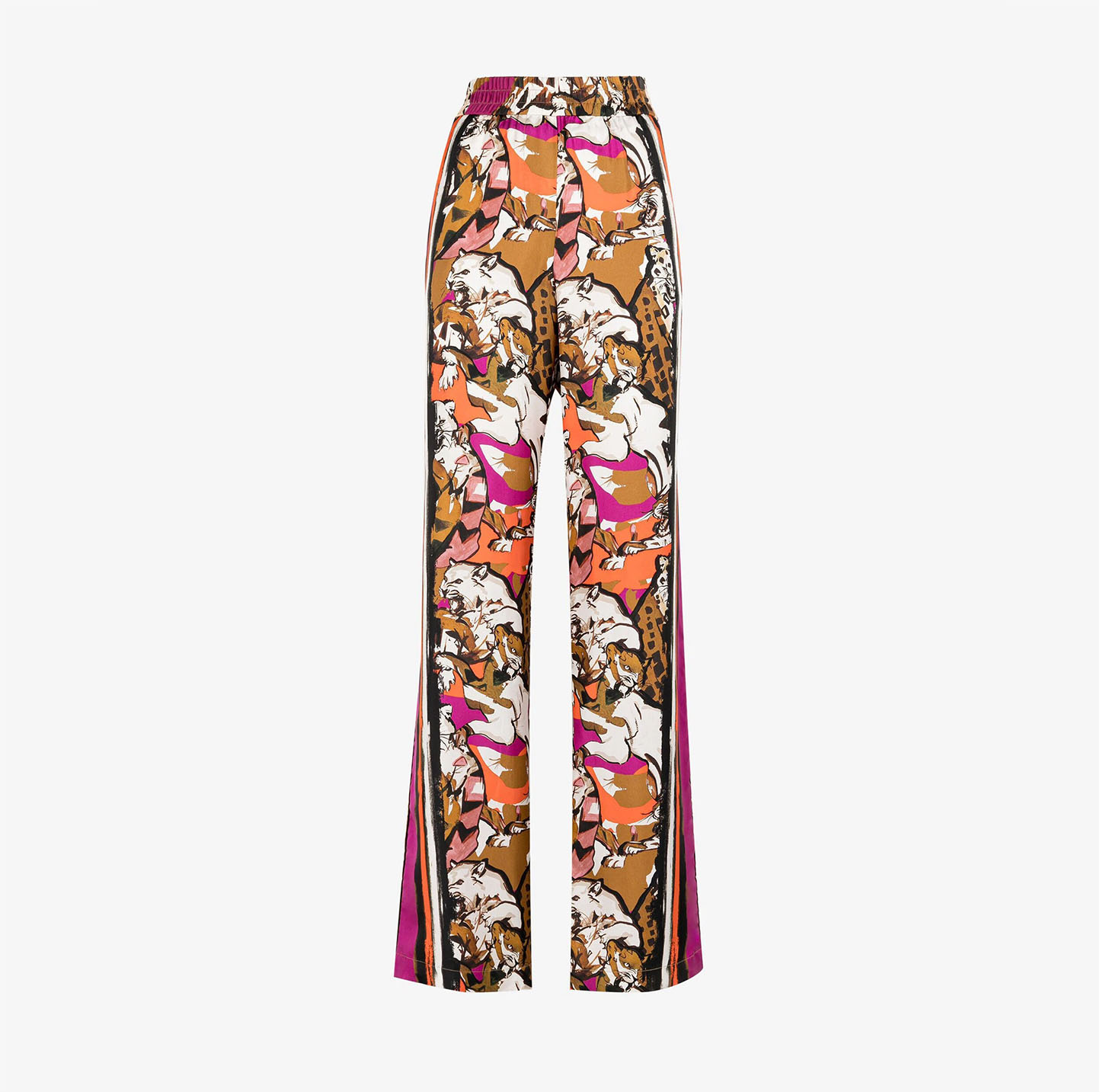 WILD CAT-PRINT SILK TROUSERS