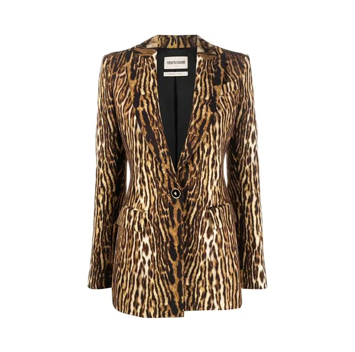 LEOPARD-PRINT SINGLE-BREASTED BLAZER JACKET