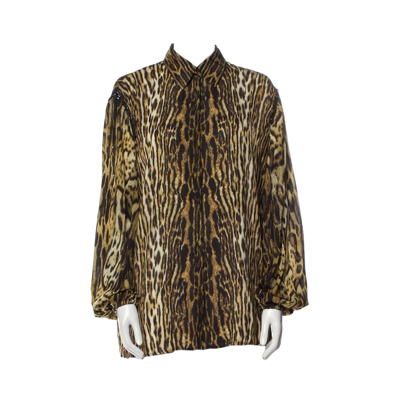 ANIMAL PRINT LONG SLEEVE BUTTON-UP TOP