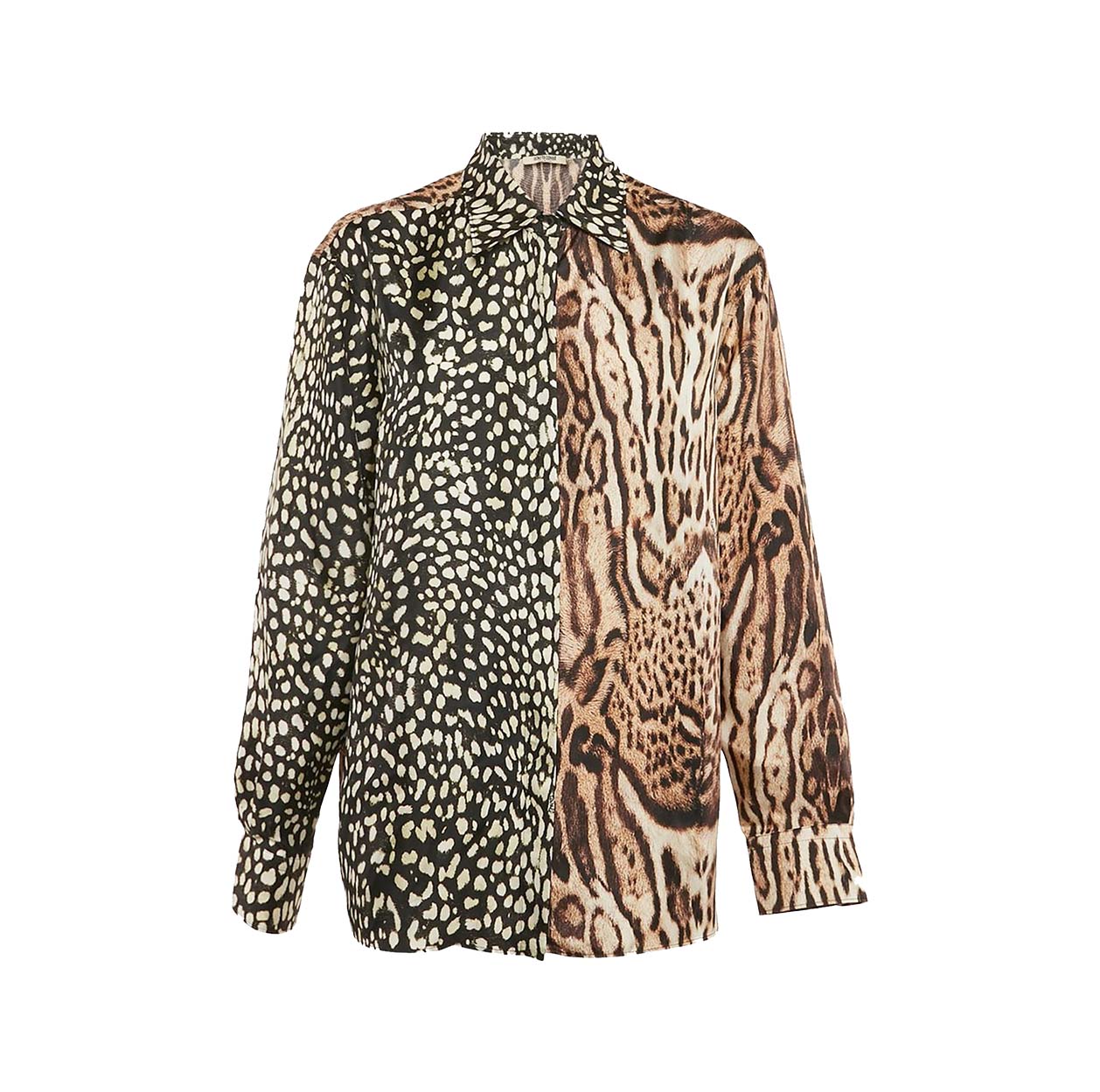BROWN LEOPARD PRINT SILK LONG SLEEVE