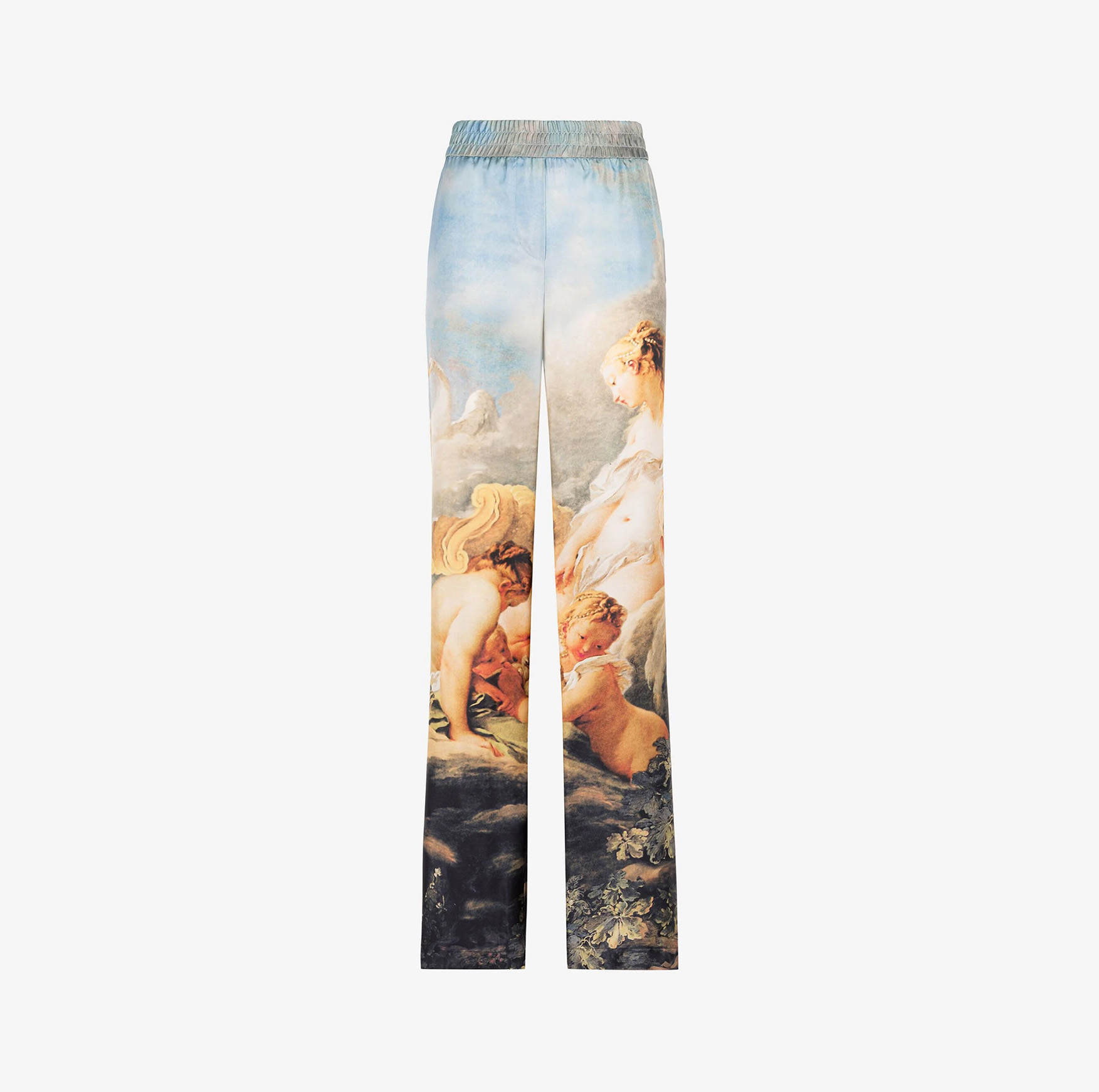 GRAPHIC-PRINT SILK TROUSERS