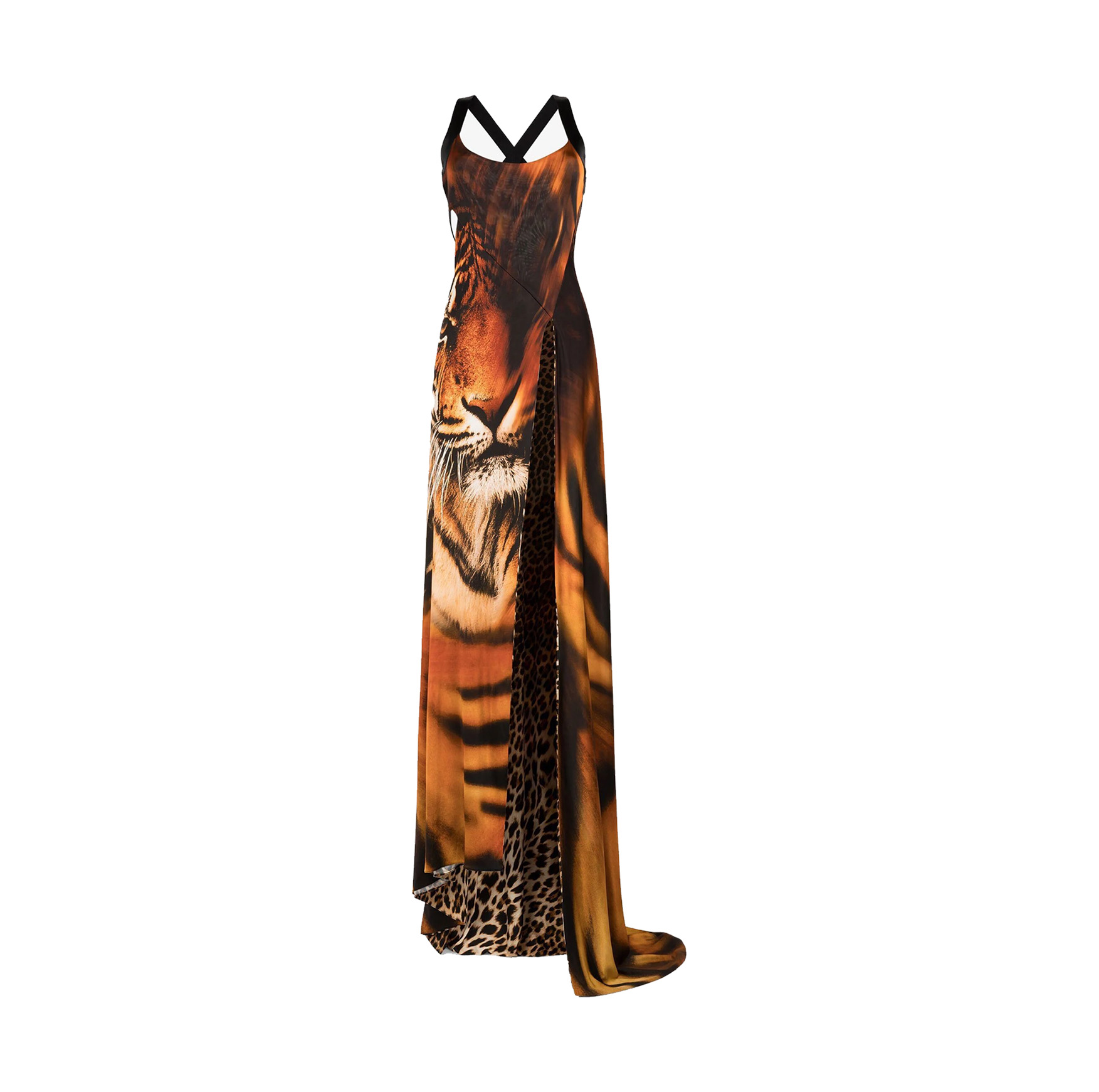 TIGER-PRINT CUT-OUT MAXI DRESS