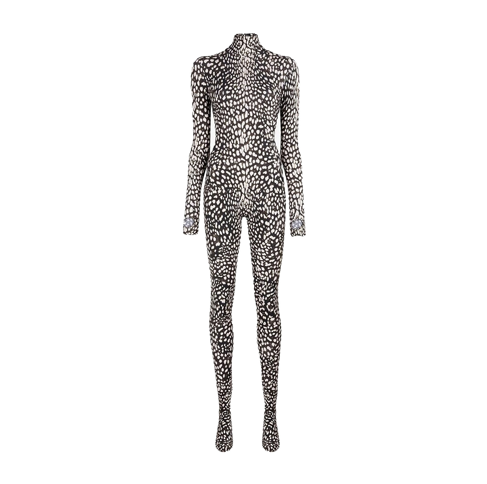 CHEETAH-PRINT FOOTED JUMPSUIT