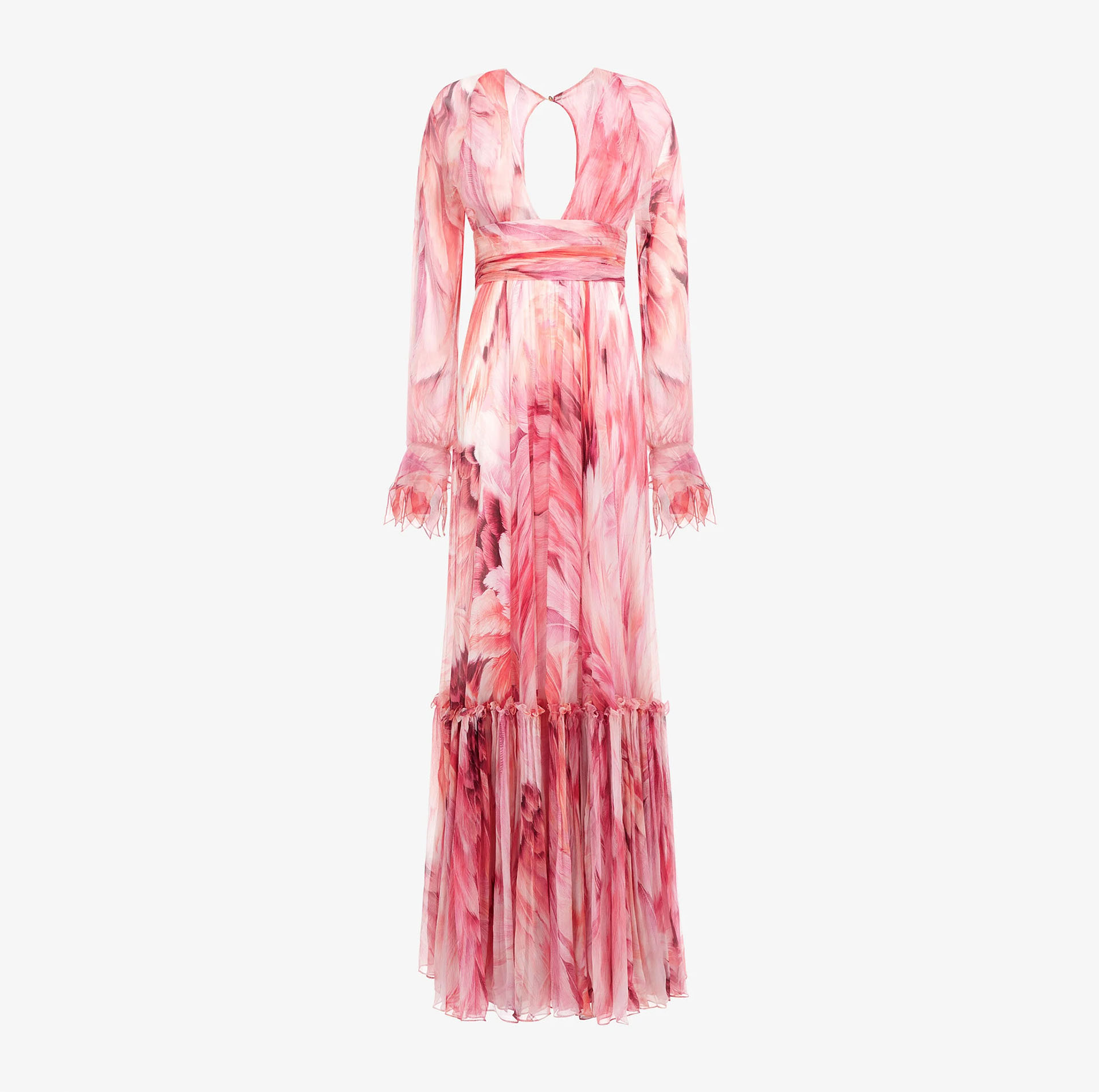 PLUMANGE PRINT SILK MAXI DRESS