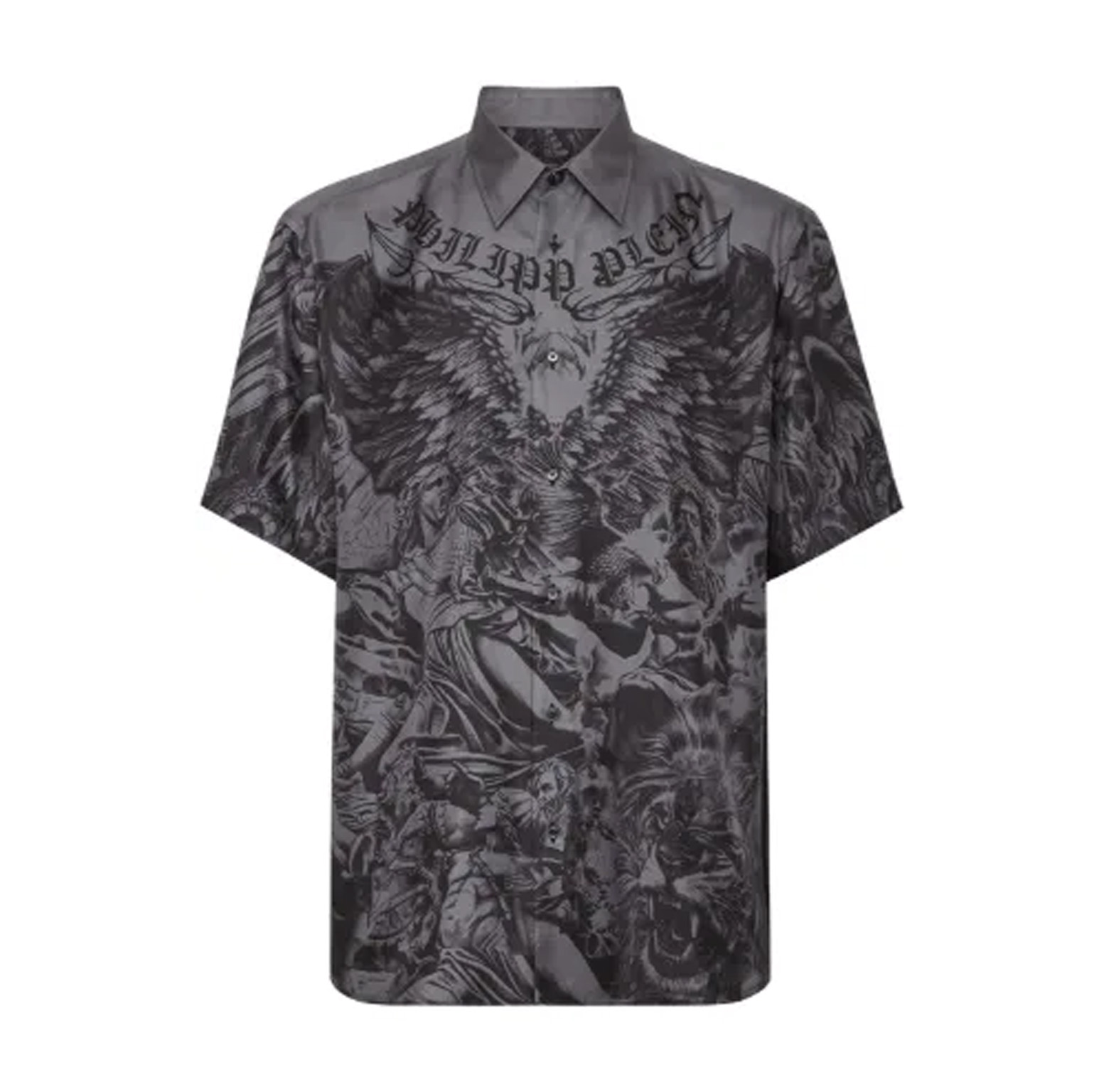 GRAPHIC-PRINT SILK SHIRT