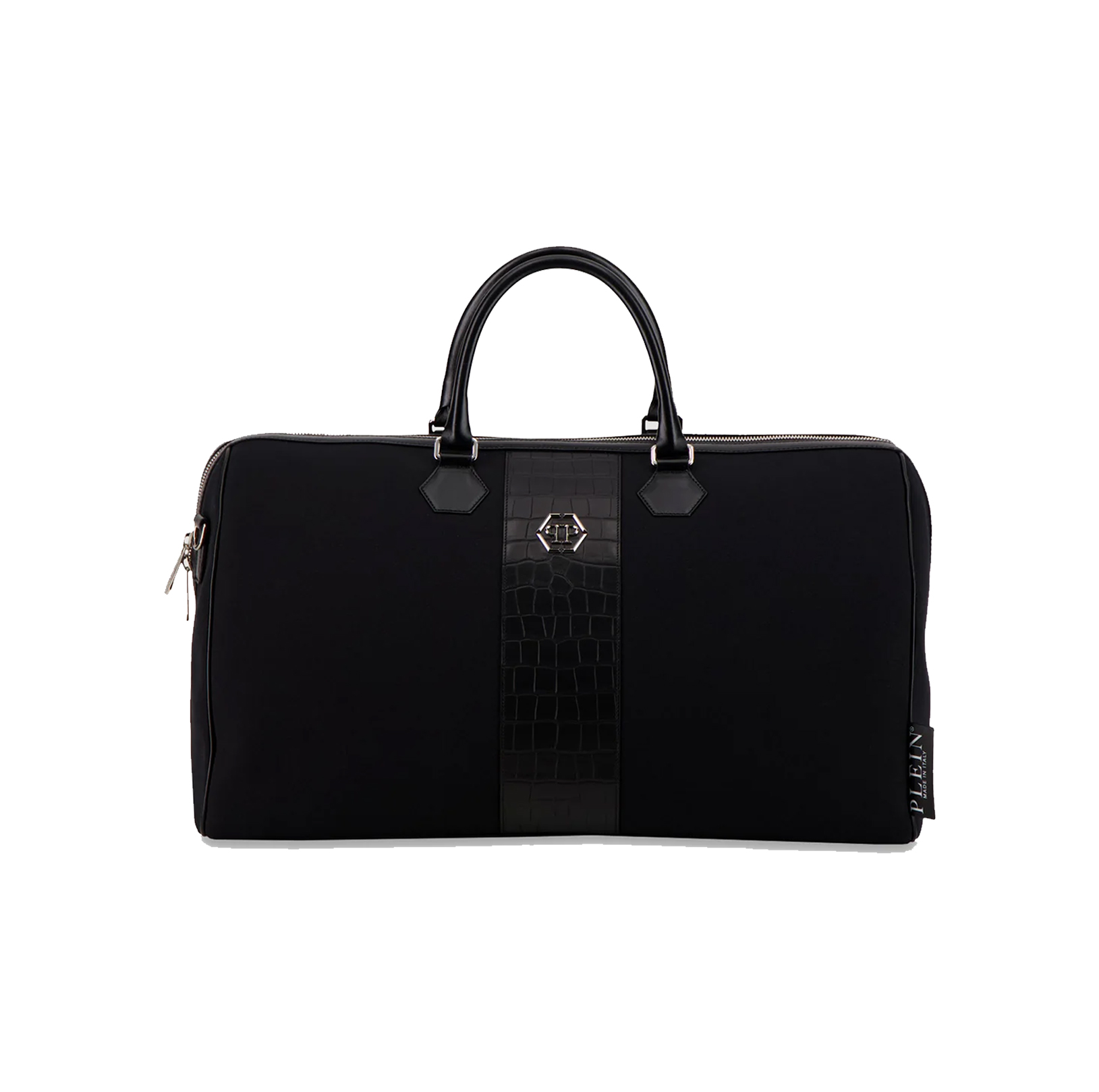 CROCO EFFECT CANVAS HANDLE BAG
