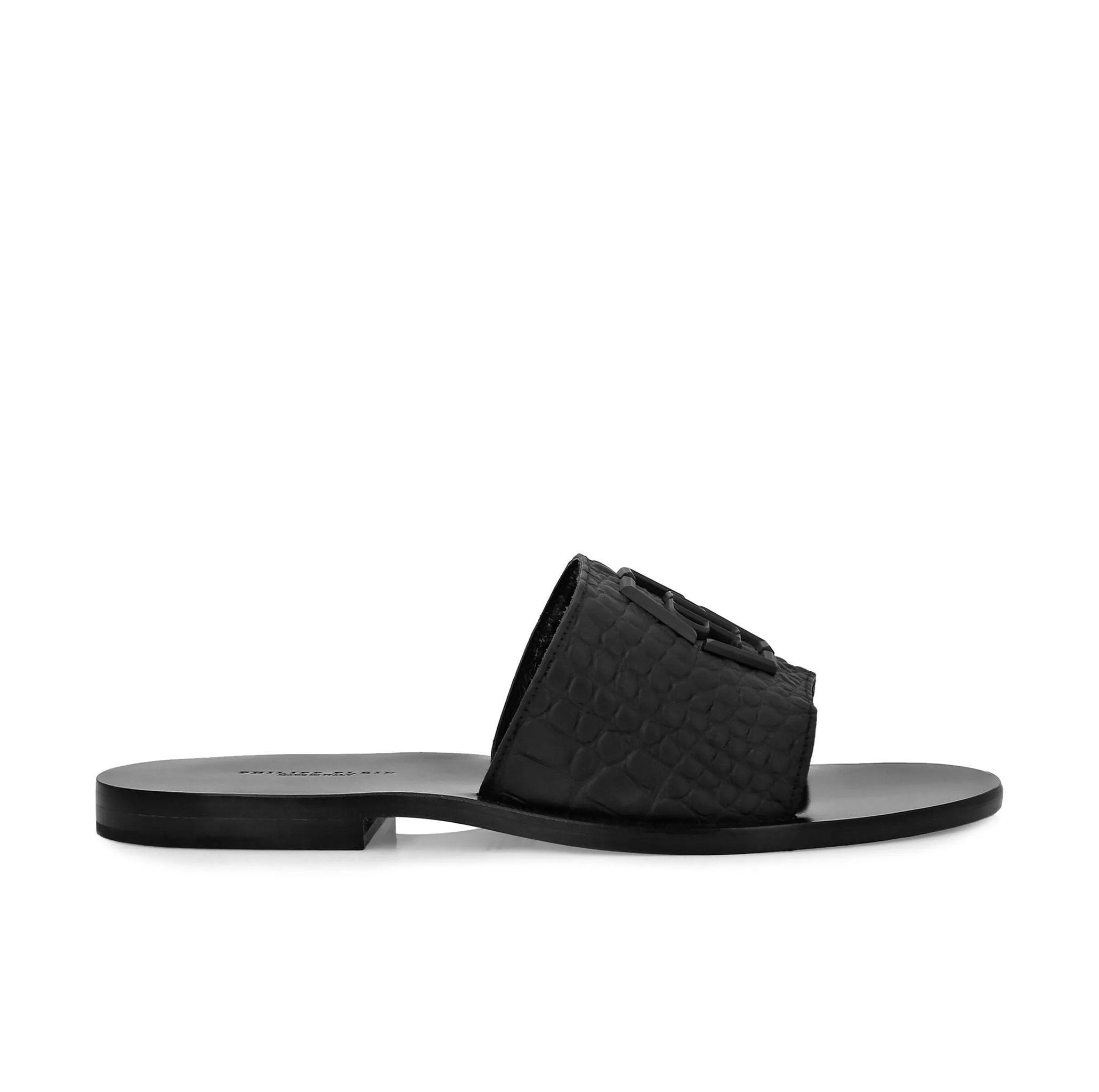 CROCODILE-EMBOSSED LEATHER SANDALS