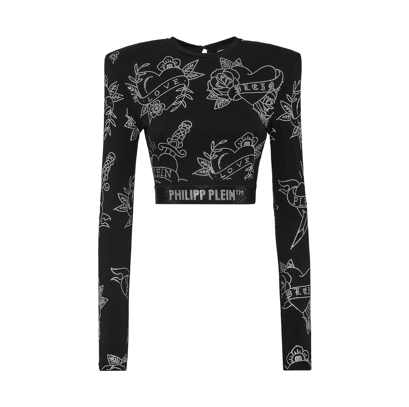 SHOULDER PADS CROPPED TOP LS LOVE