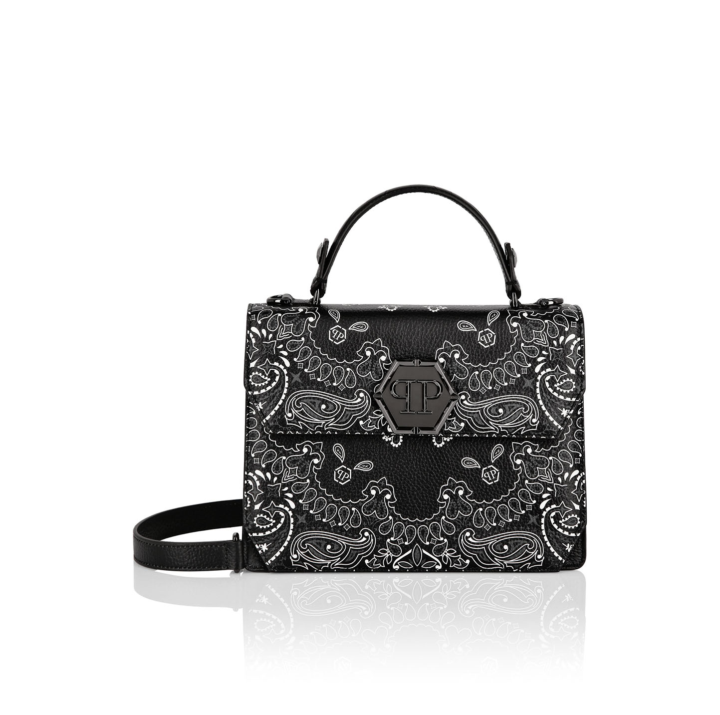 LEATHER SUPERHEROIN MEDIUM HANDLE BAG PAISLEY
