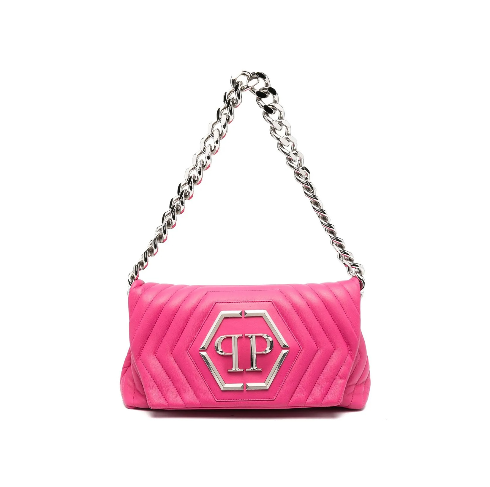 HEXAGON LOGO-PLAQUE QUILTED SHOULDER BAG