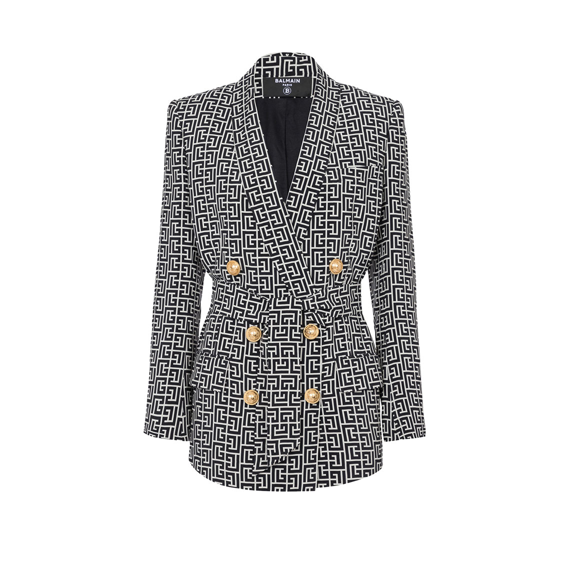 MONOGRAM PRINTED JACKET WITH SHAWL COLLAR