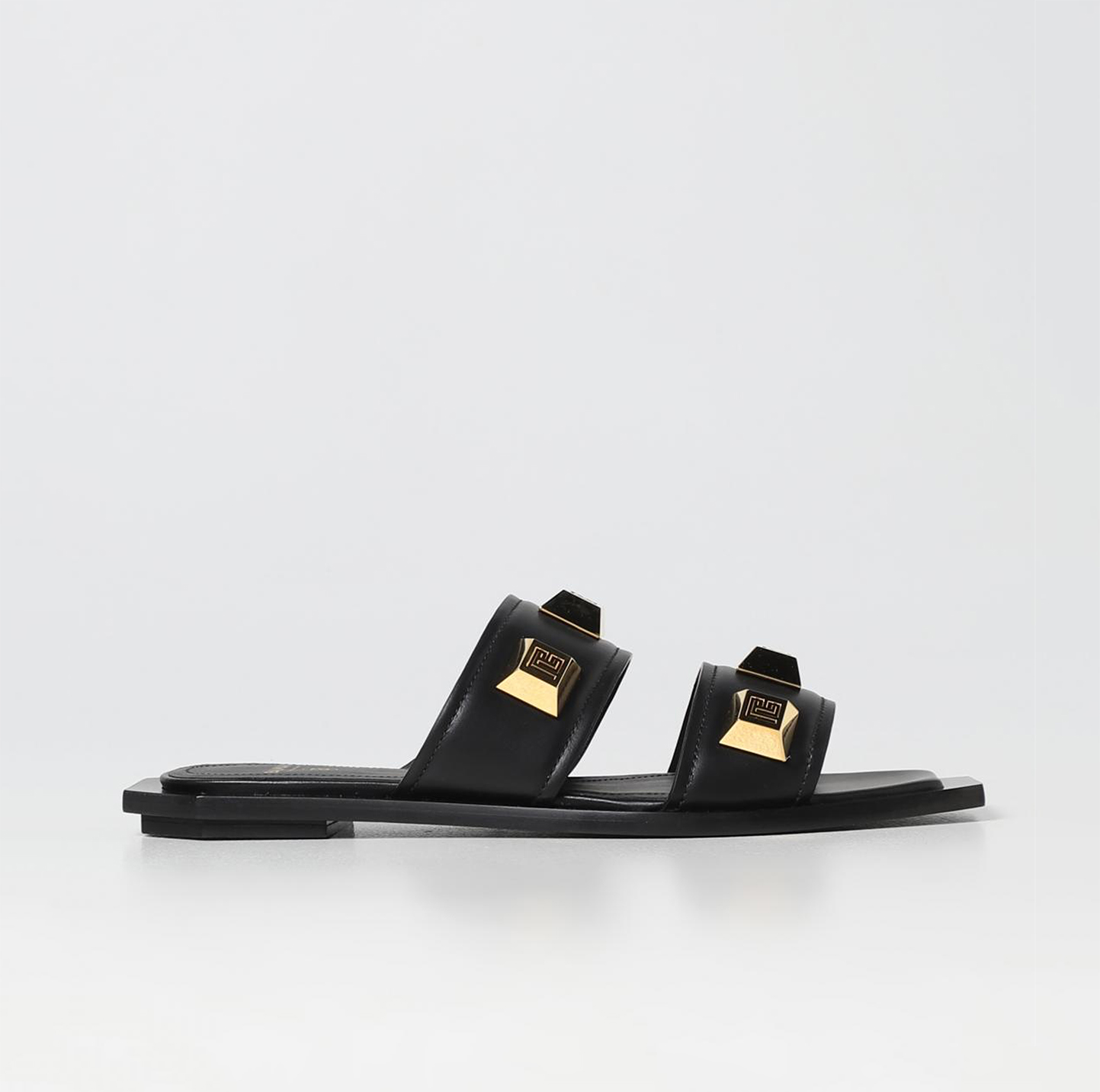 ANA STUDDED LEATHER SLIDES